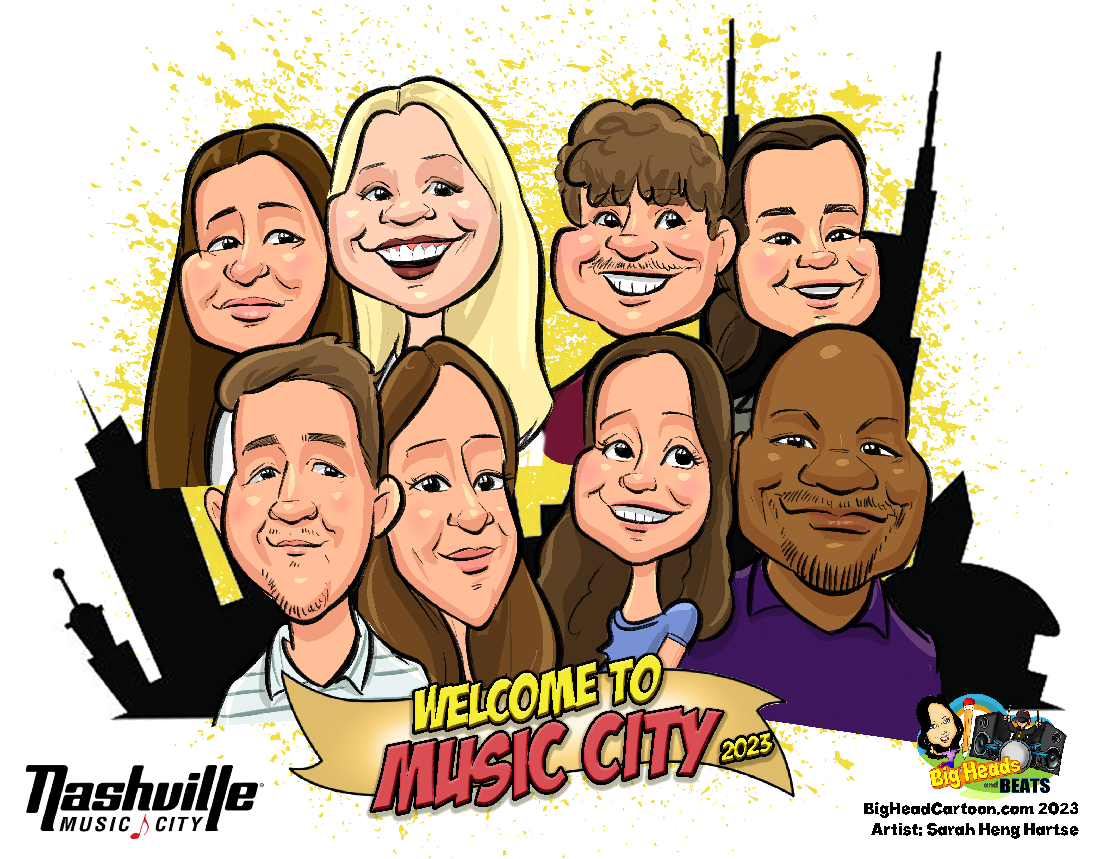 Nashville Caricature Artist, Nashville Entertainment, Tradeshow Caricatures, Big Head Cartoon, Nashville Music City, NCVC