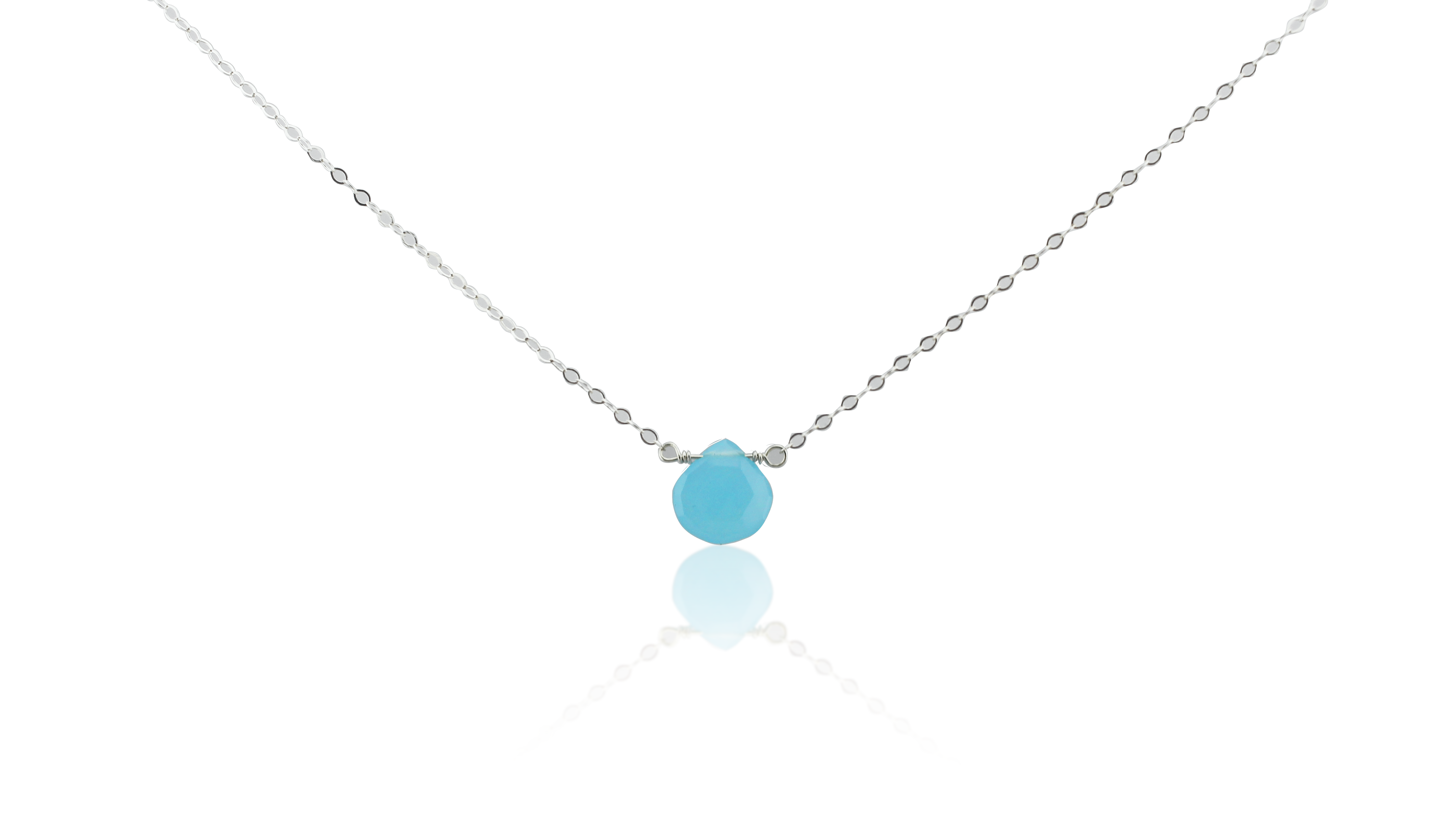Turquoise Chalcedony Briolette Necklace (Back Drop Options)