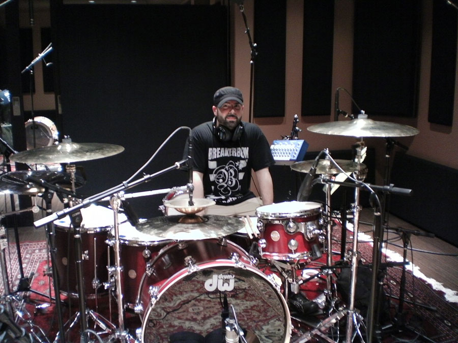 Scott tracking drums at Tommy Lee's Atrium Studios 