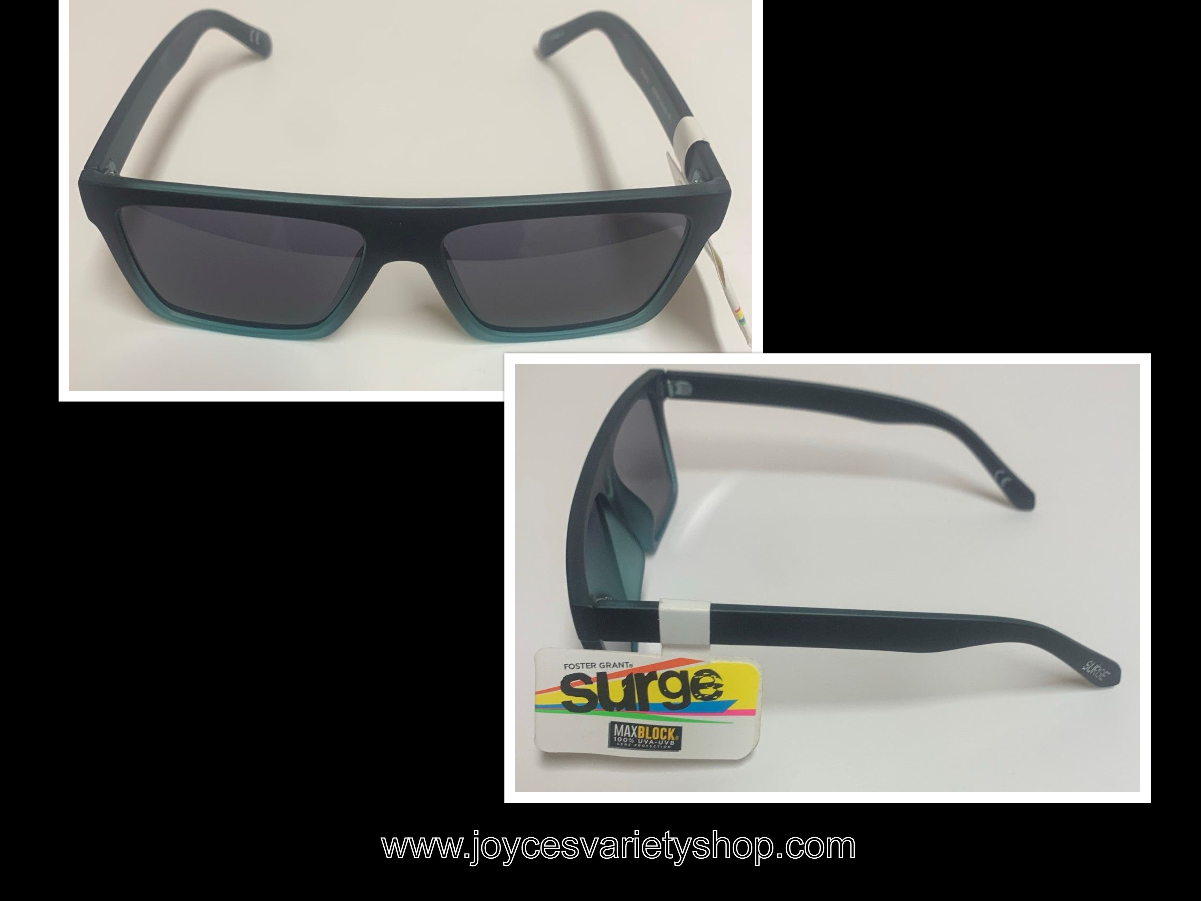 Foster Grant Surge Sunglasses Dark Gradient Black Blue 100% UVA UVB Unisex