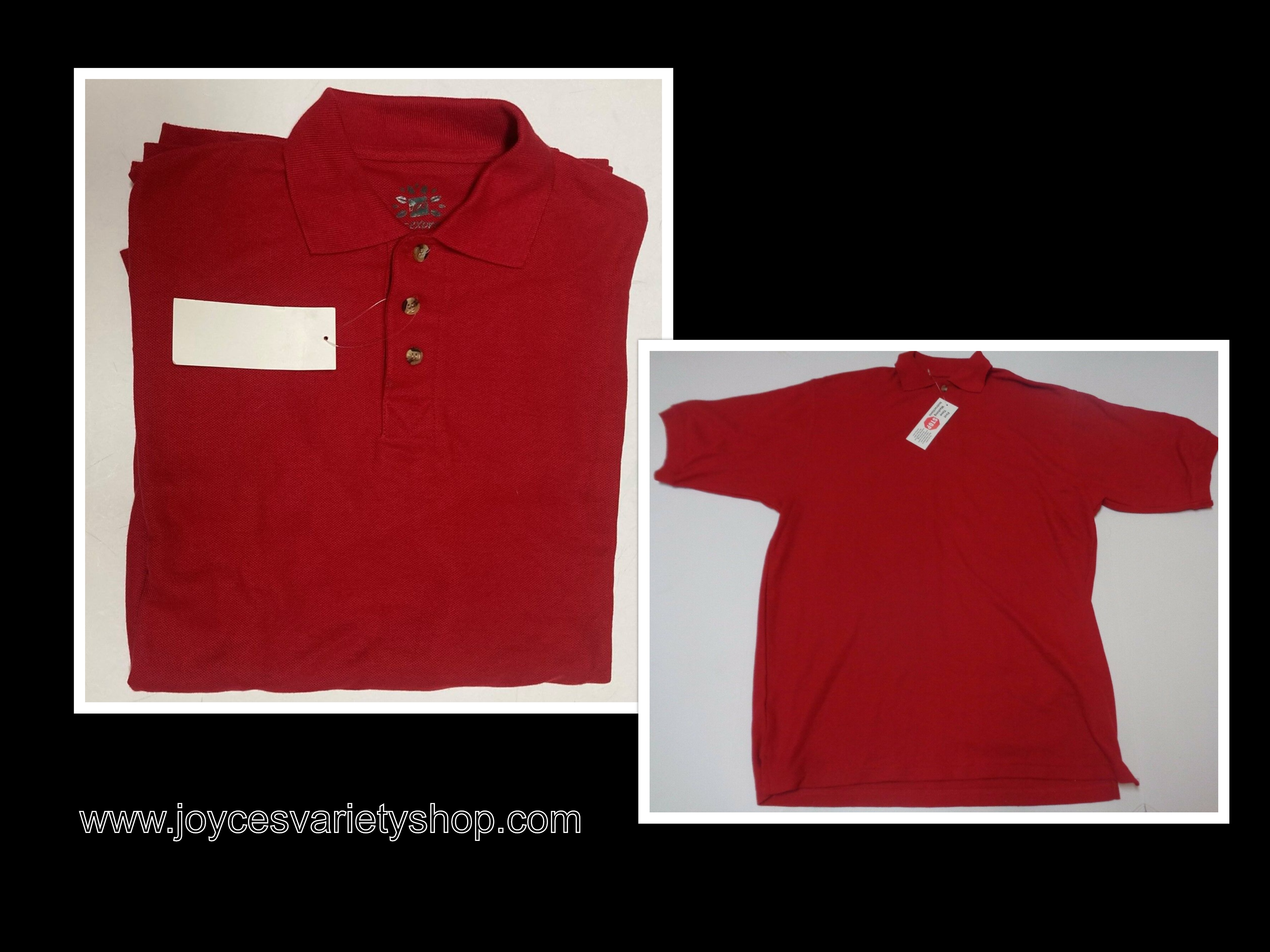 Eco Express Polo Collar Shirt Red Adult Men Sz L Short Sleeve Casual