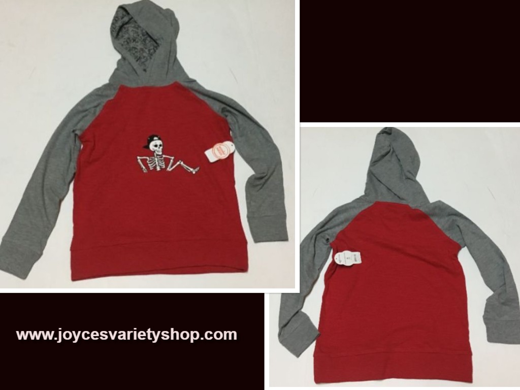 Wonder Nation Jersey Hoodie Shirt Skeleton Red & Gray Multiple Sizes