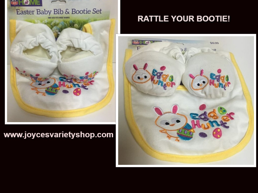 Easter Baby Bib & Rattle Bootie Set NWT One Size