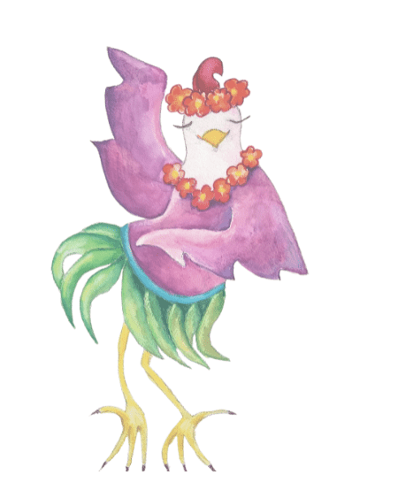 Pink Hula Girl Hen Illustration