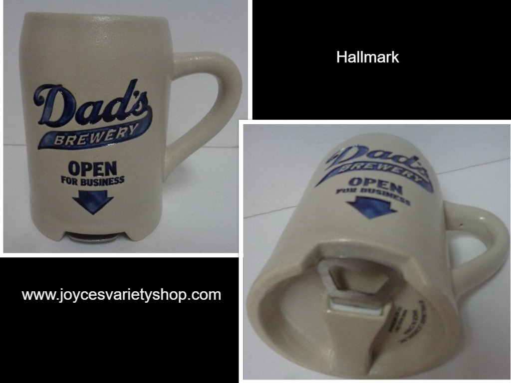 Hallmark Dad's Brewery Open For Business Mug Built In Bottle Opener 16 oz