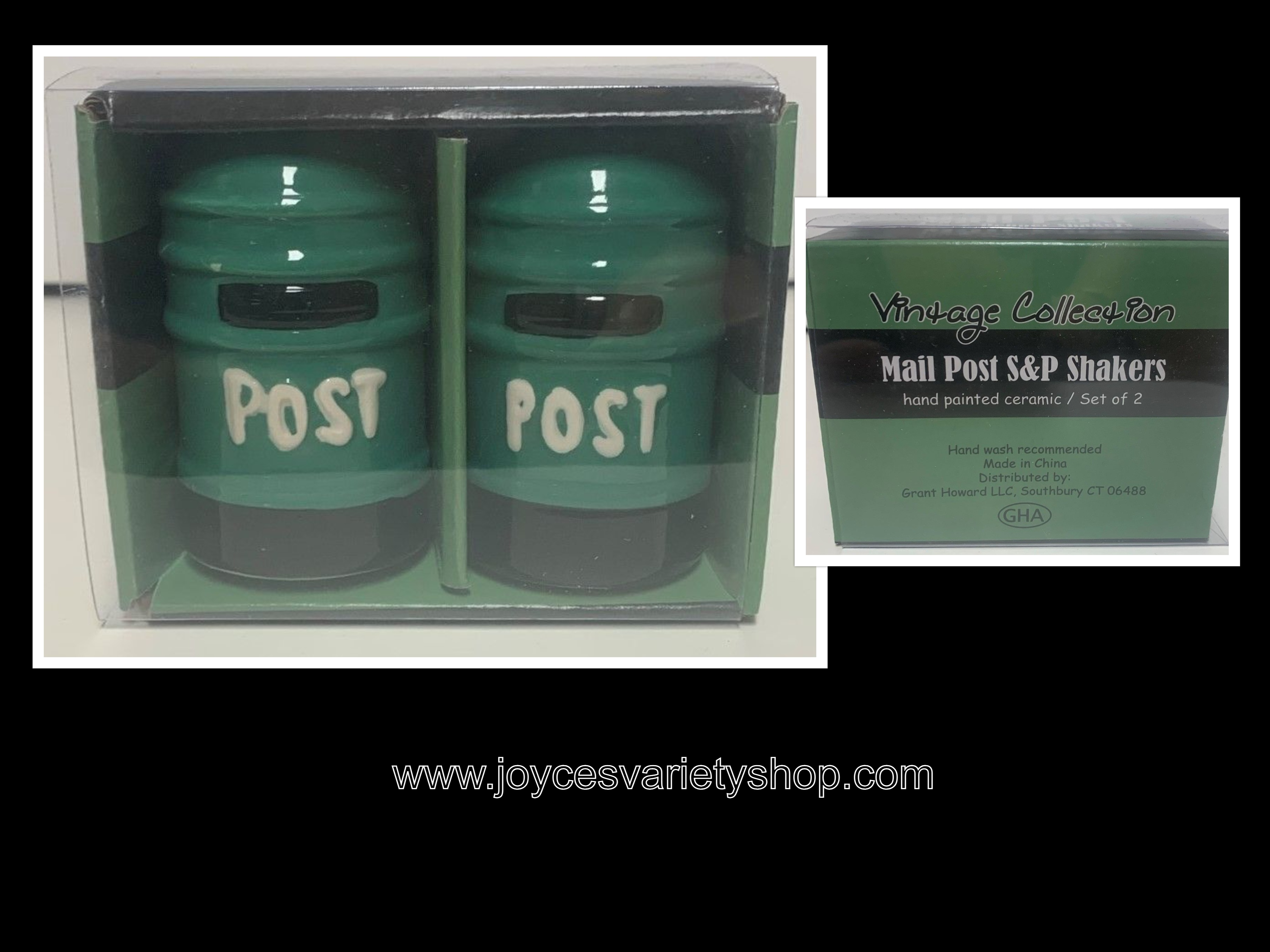 Vintage Mail Post Salt & Pepper Shakers Hand Painted Ceramics Set