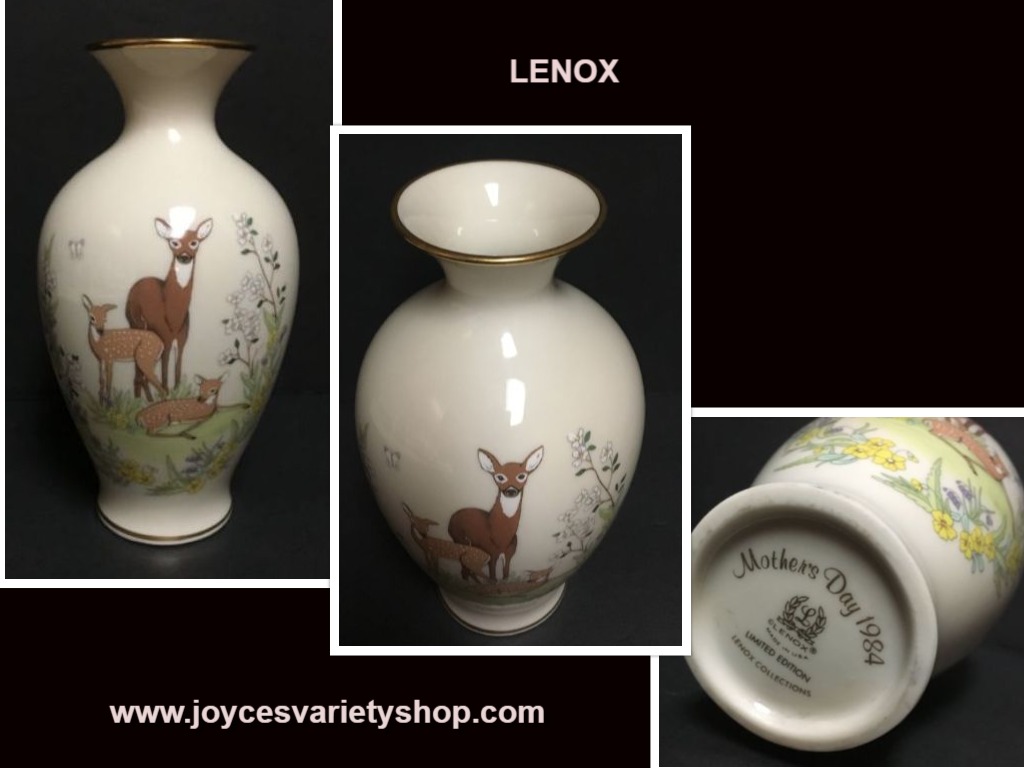 Lenox Mother's Day 1984 Deer Family Porcelain Vase Limited Edition 7.5"