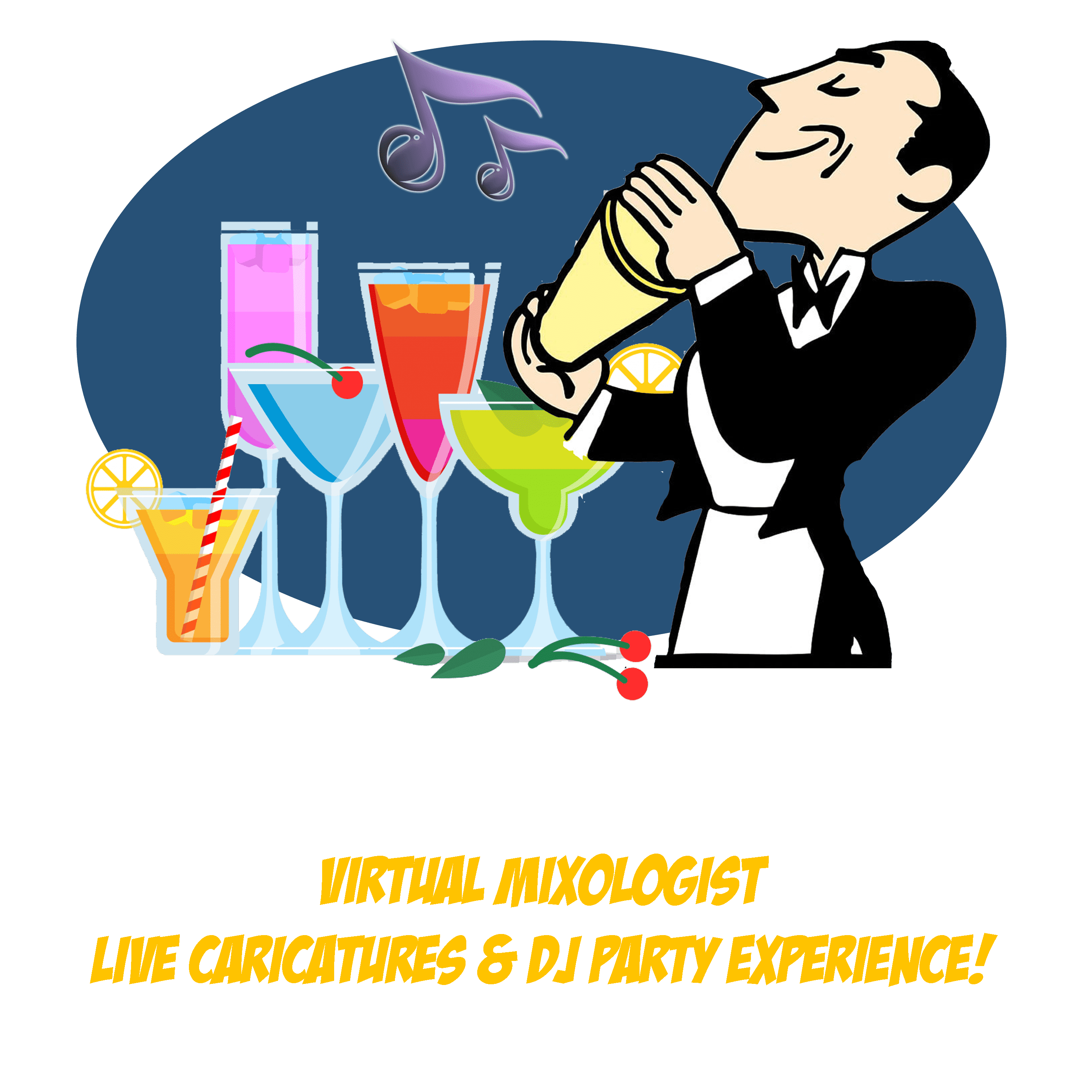 Virtual Mixologist, Virtual Caricatures, Virtual DJ, Virtual Party Ideas, Virtual Team Building, Virtual Party Experience