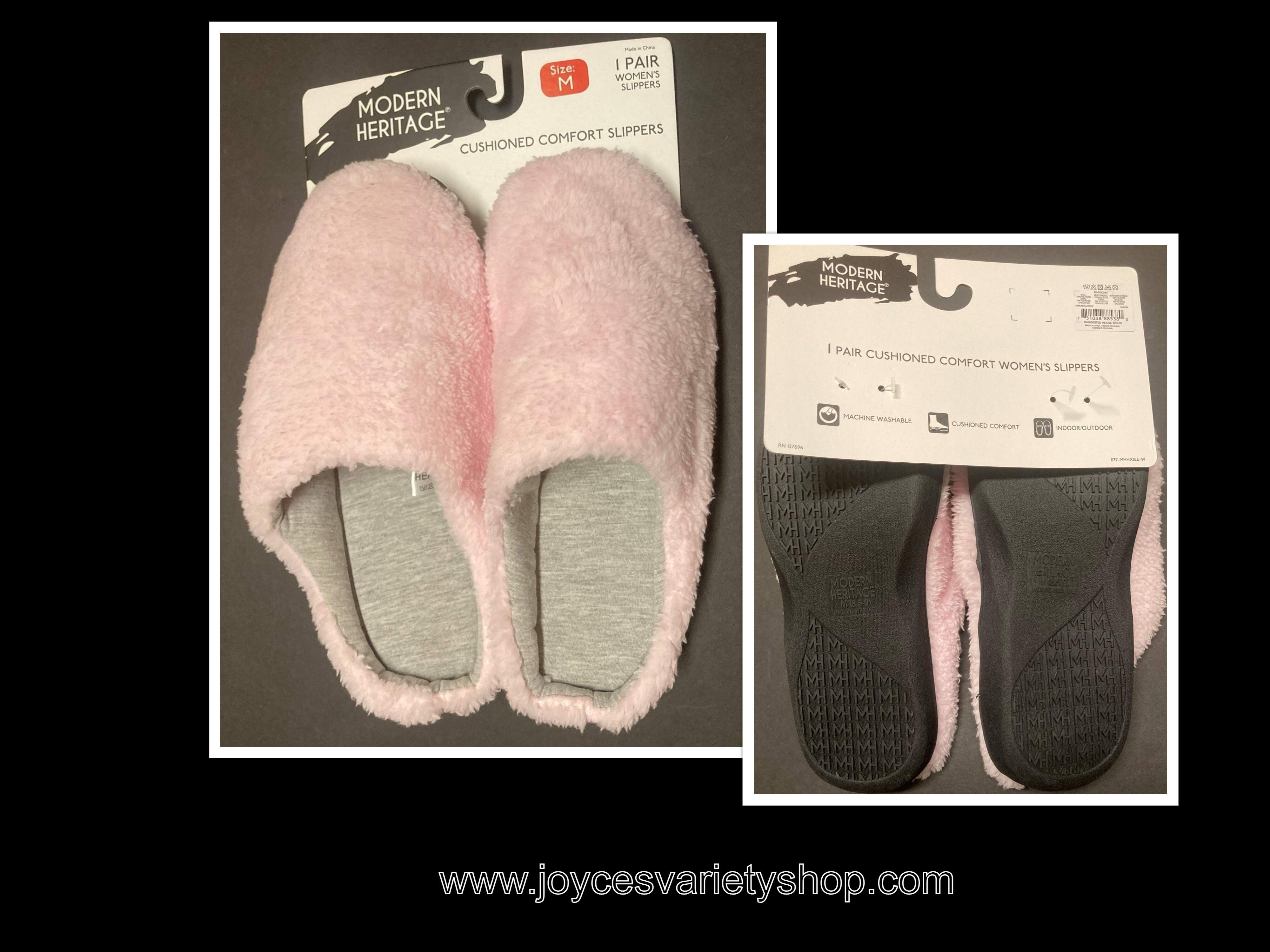 Women's Furry Cushioned Comfort Slippers Pink Size M Indoor/Outdoor