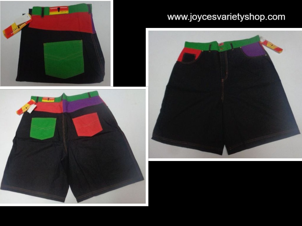 Men's Board Jean Shorts Black Multi-Color Pockets NWT 40 38 36 34 32 Sergio