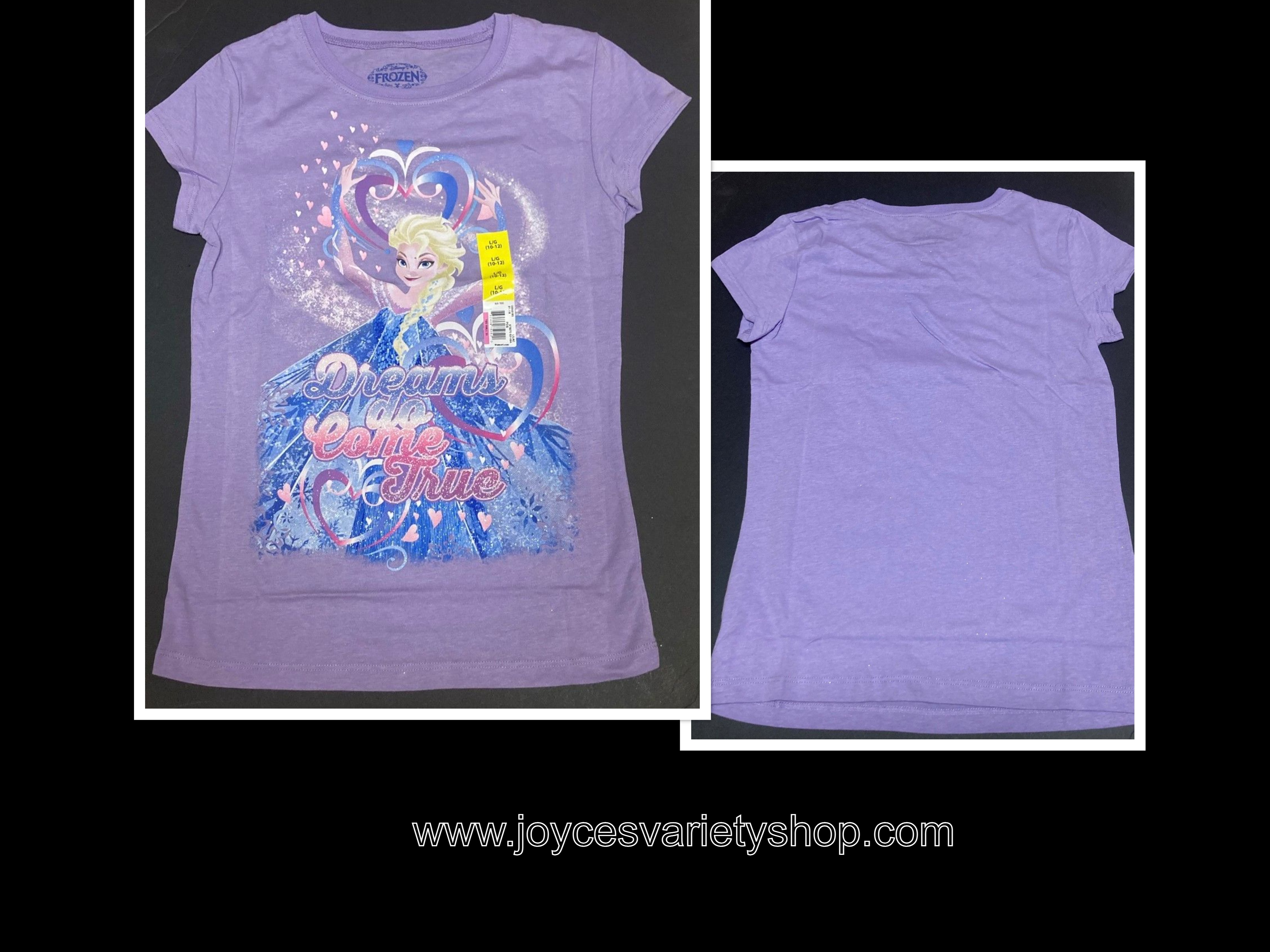 Disney Movie Frozen Queen Elsa T-Shirt Girl's L (10-12) Purple S parkle