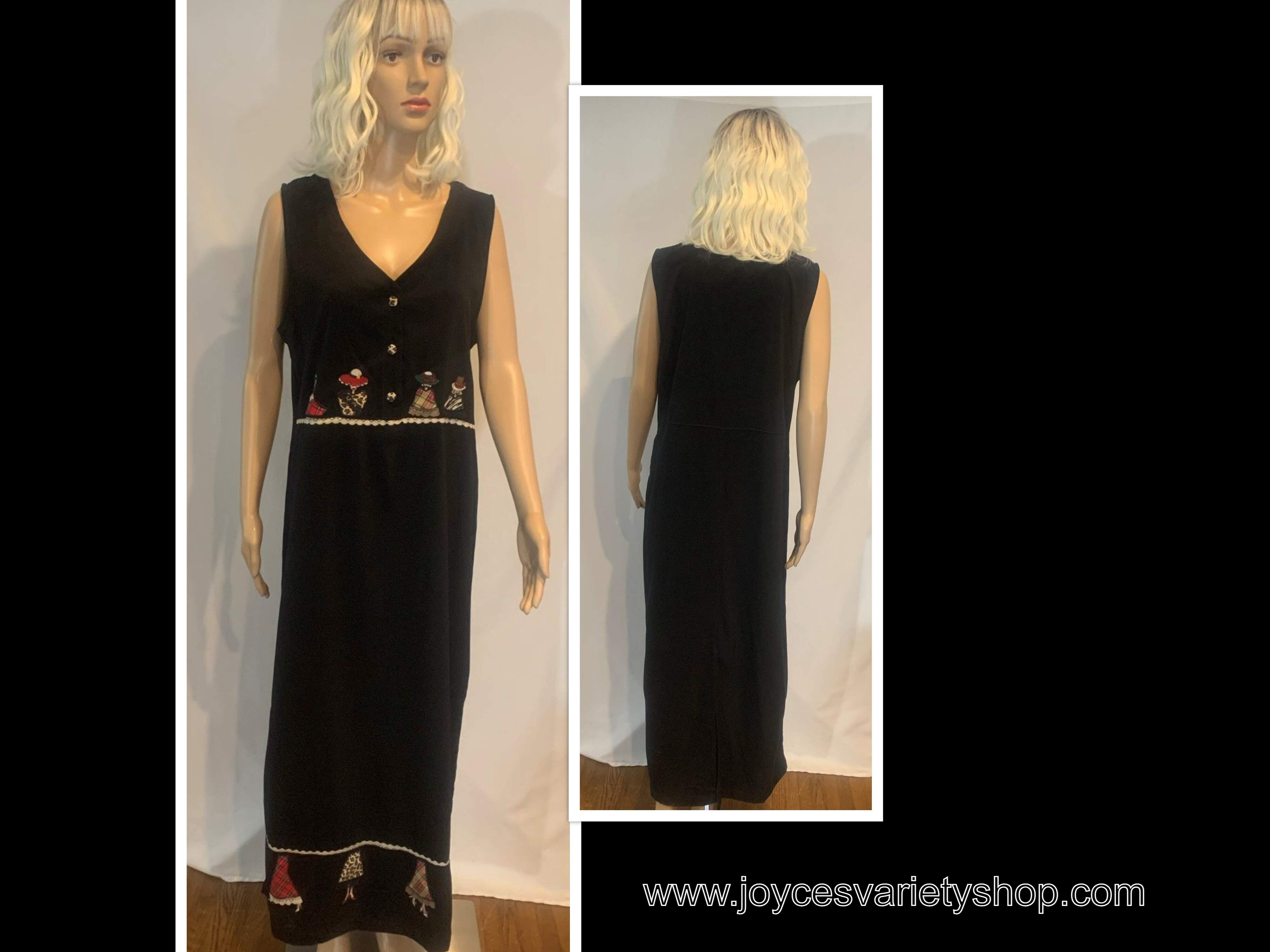 Bobbie Brooks Vintage Casual Dress Black Size Large Fashion Ladies Lace Embroide