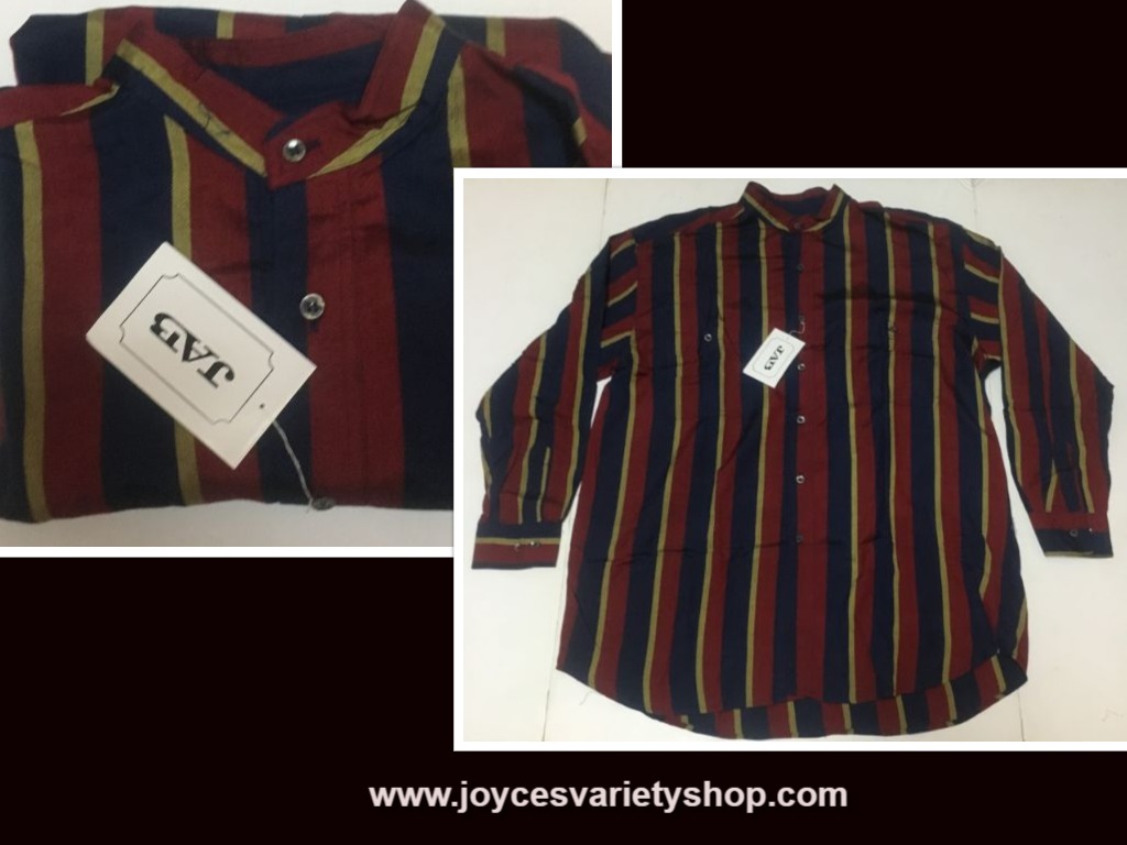 Men's 100% Silk Long Sleeved Shirt Red,Green & Blue Striped XL, L
