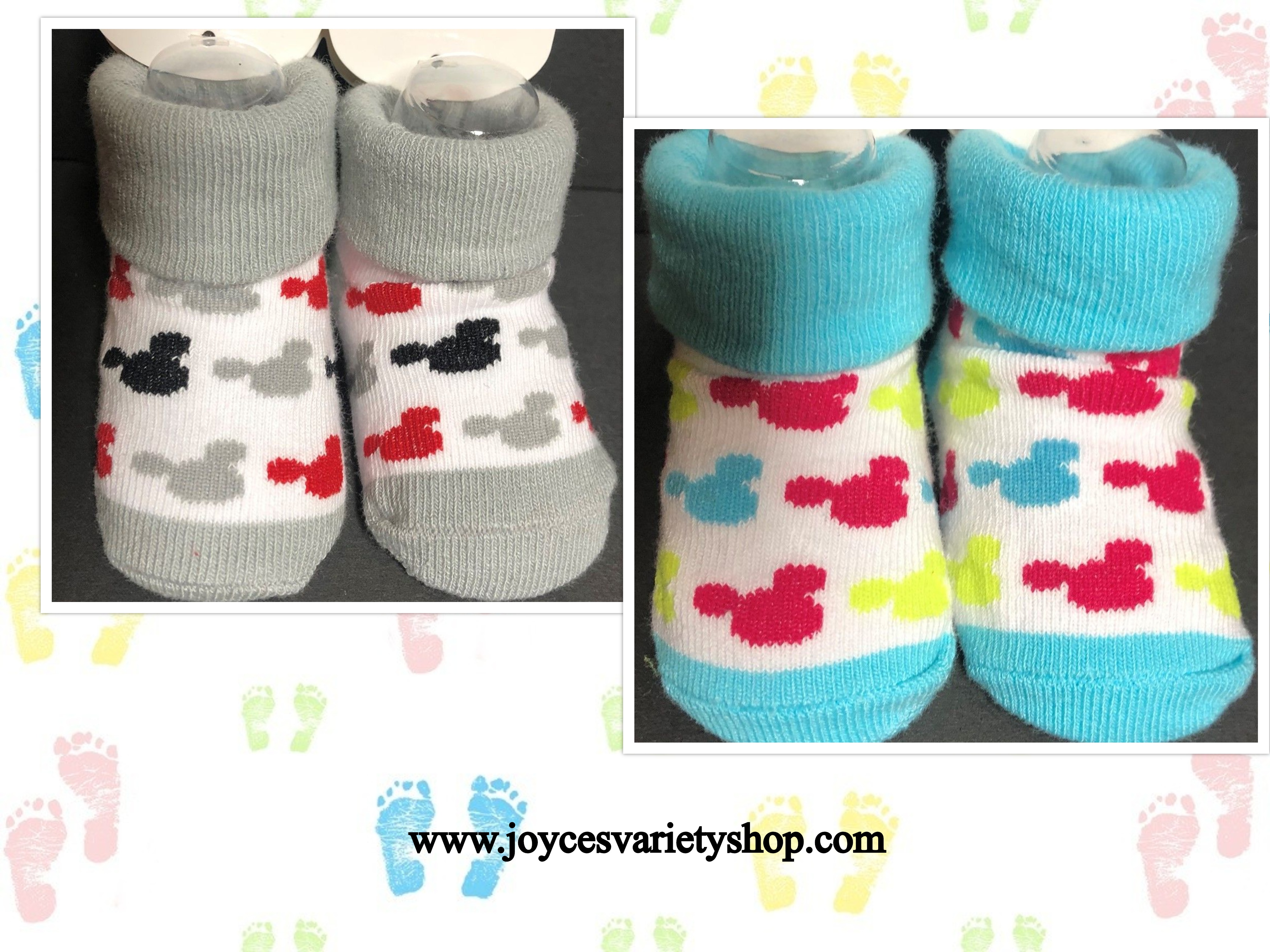 Disney Minnie Mickey Mouse Infant Booties Sock 0-12 Months Variations