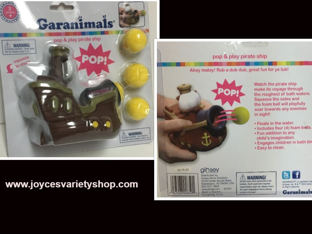 Garanimals Pop & Play Kid's Bath Toy Floating Pirate Ship Foam Balls Ages 3+