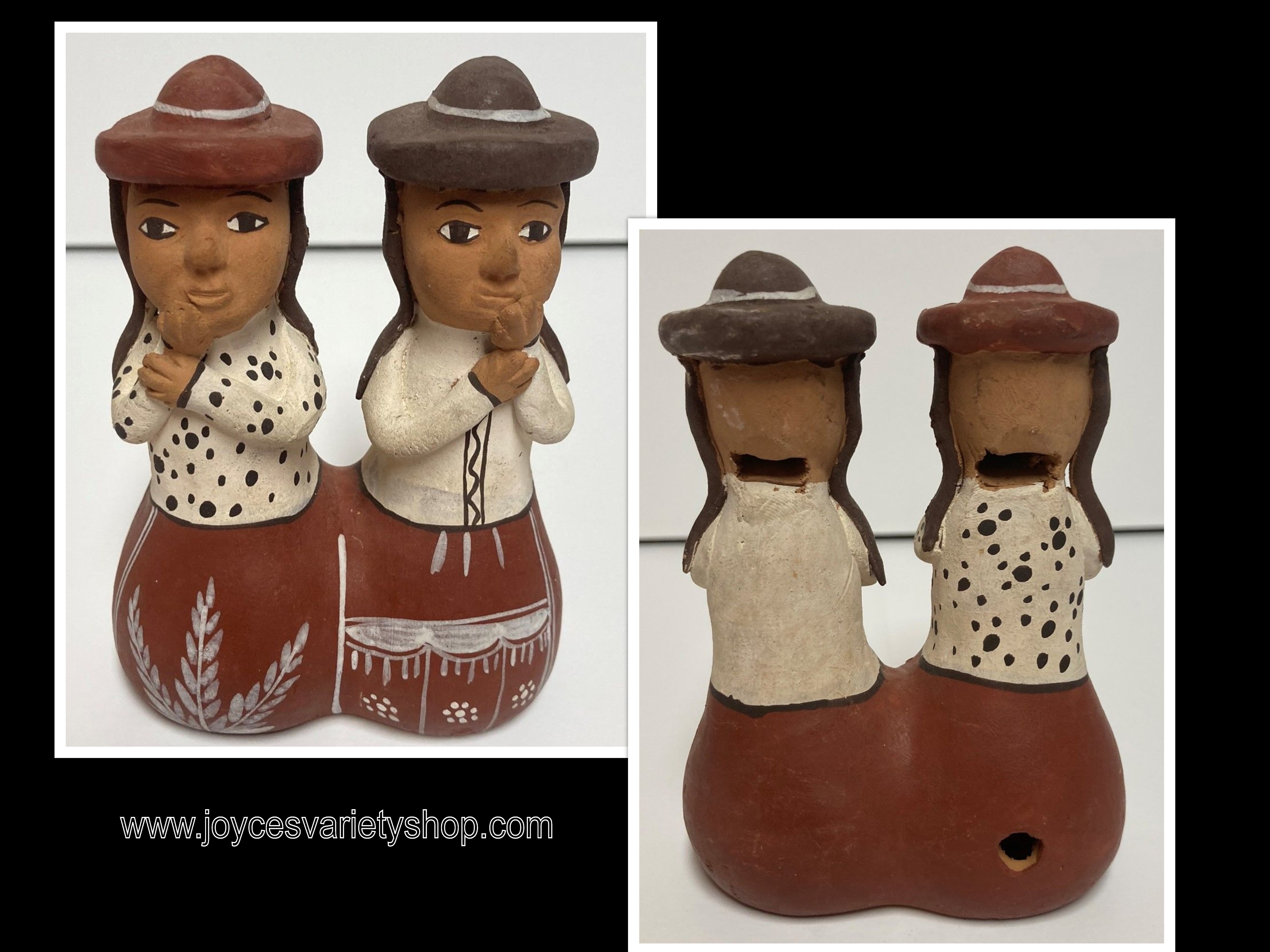 Peruvian Terracotta Clay Ocarina Whistle Handmade Painted