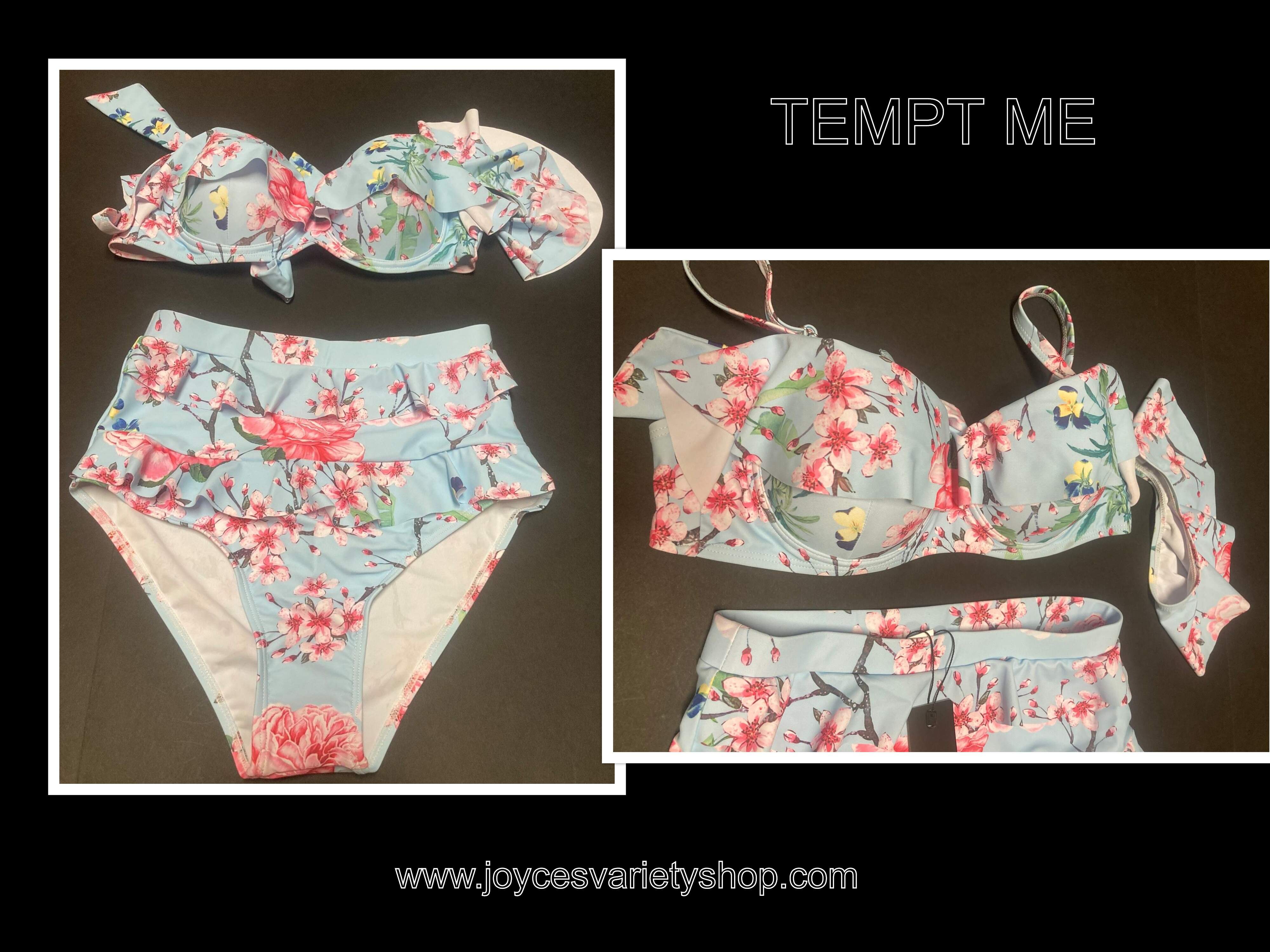 TEMPT ME Two Piece Swimsuit Floral Size S Multi-Color Padded 30B