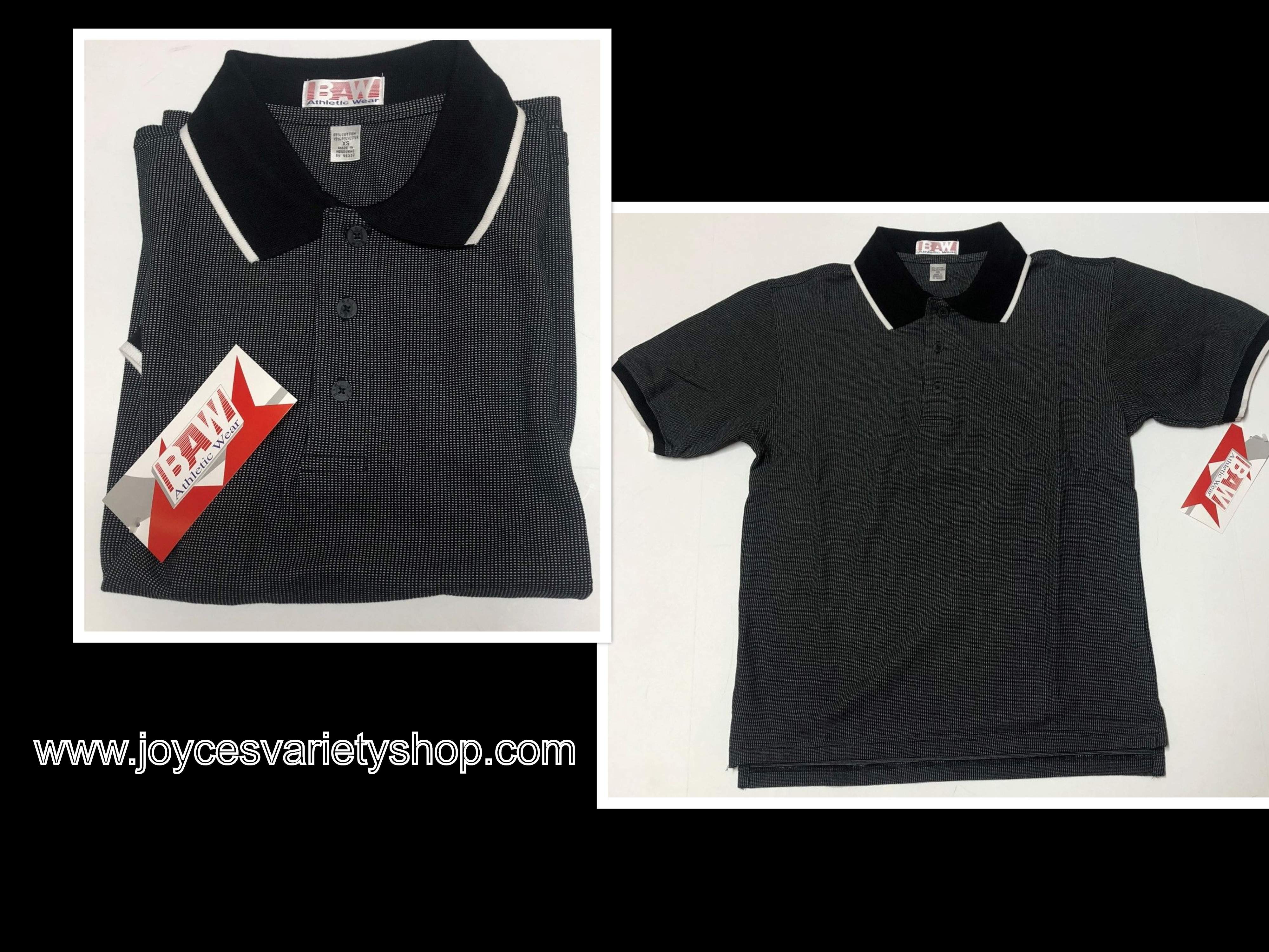 BAW Athletic Wear Polo Shirt Men's XS Black & White Short Sleeve