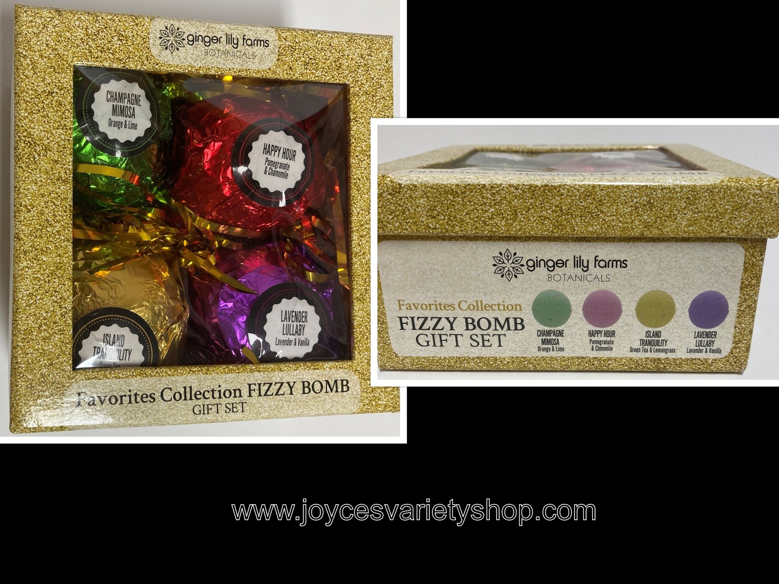Fizzy Bomb Bath Gift Set Ginger Lily Farms Botanicals Happy Hour Set of 4