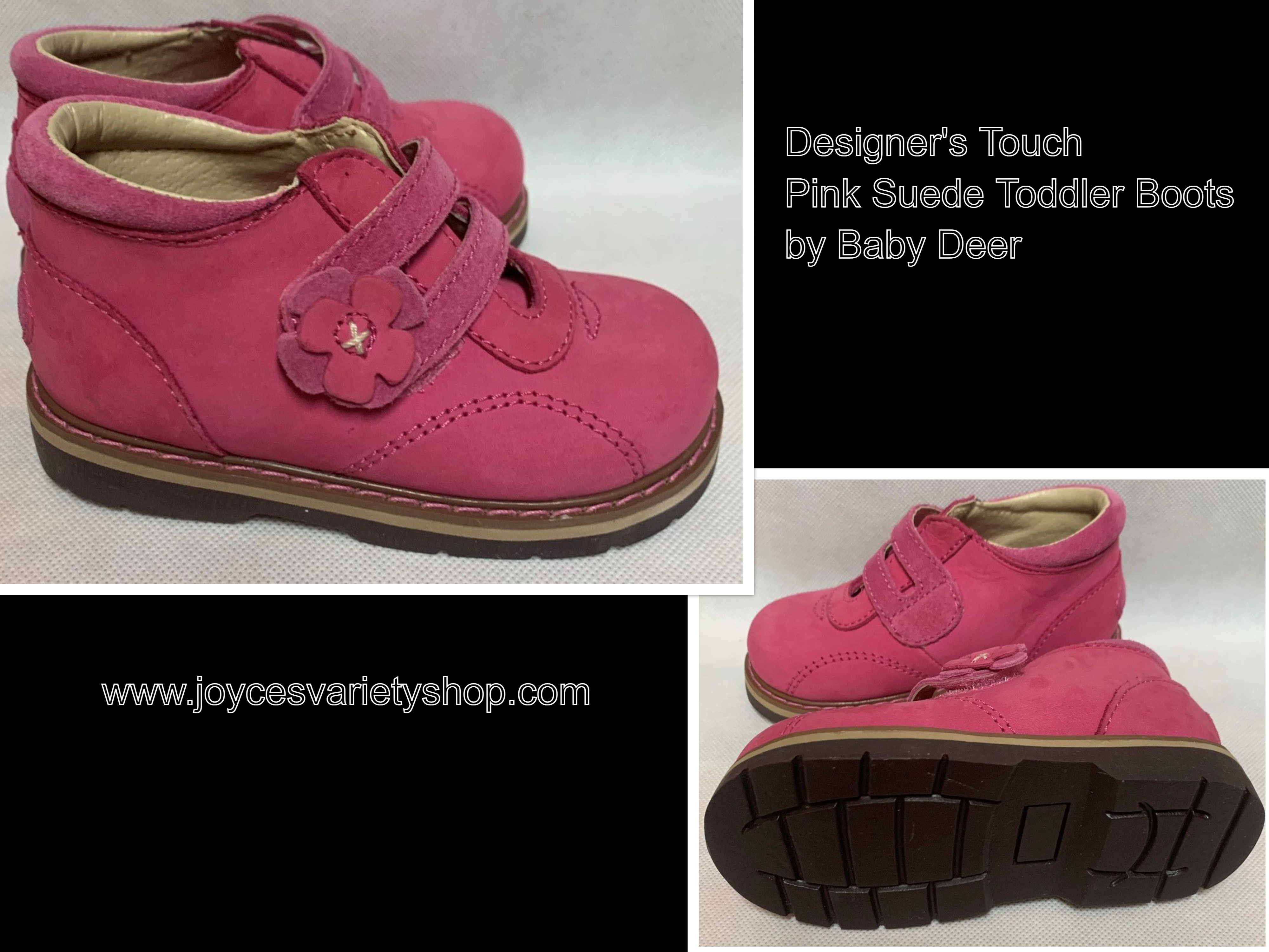 Toddlers Pink Suede Leather Boots Designer Touch NEW Size 6