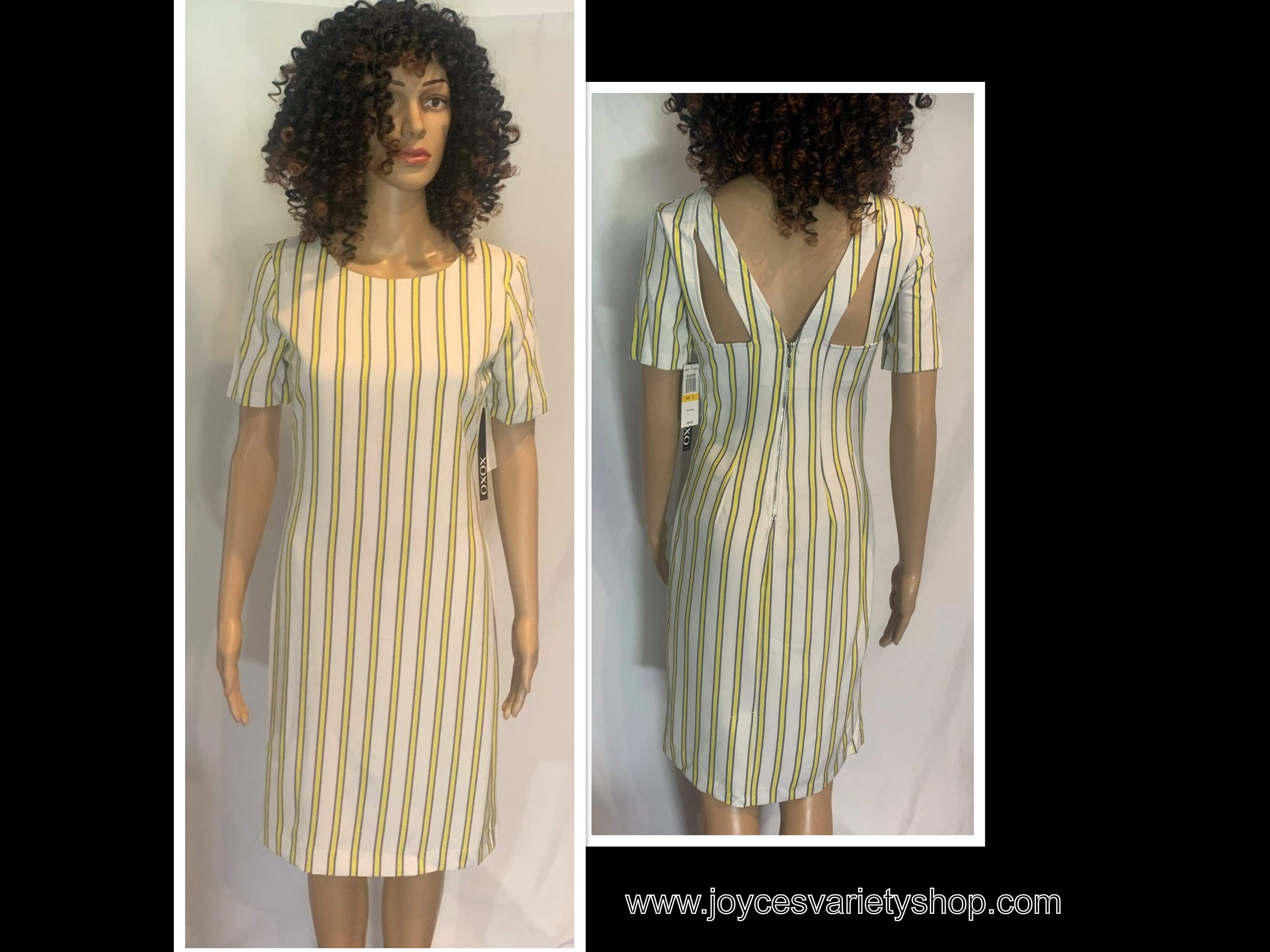 XOXO Summer Dress Yellow & White Stripe Peek-a-Boo Back Many Sizes