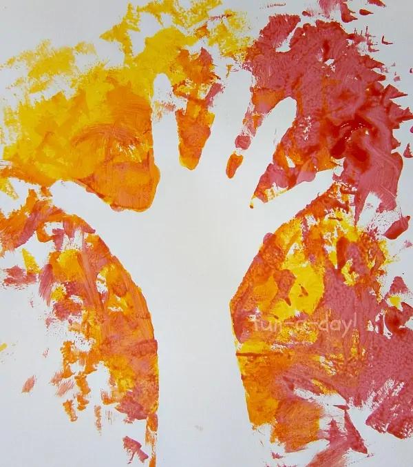 COVID'19 / ART Therapy / NEGATIVE SPACE FALL HAND PRINT ART