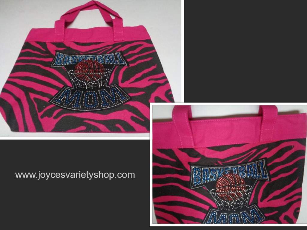 Basketball MOM Tote Bag Pink Zebra Print BASKETBALL