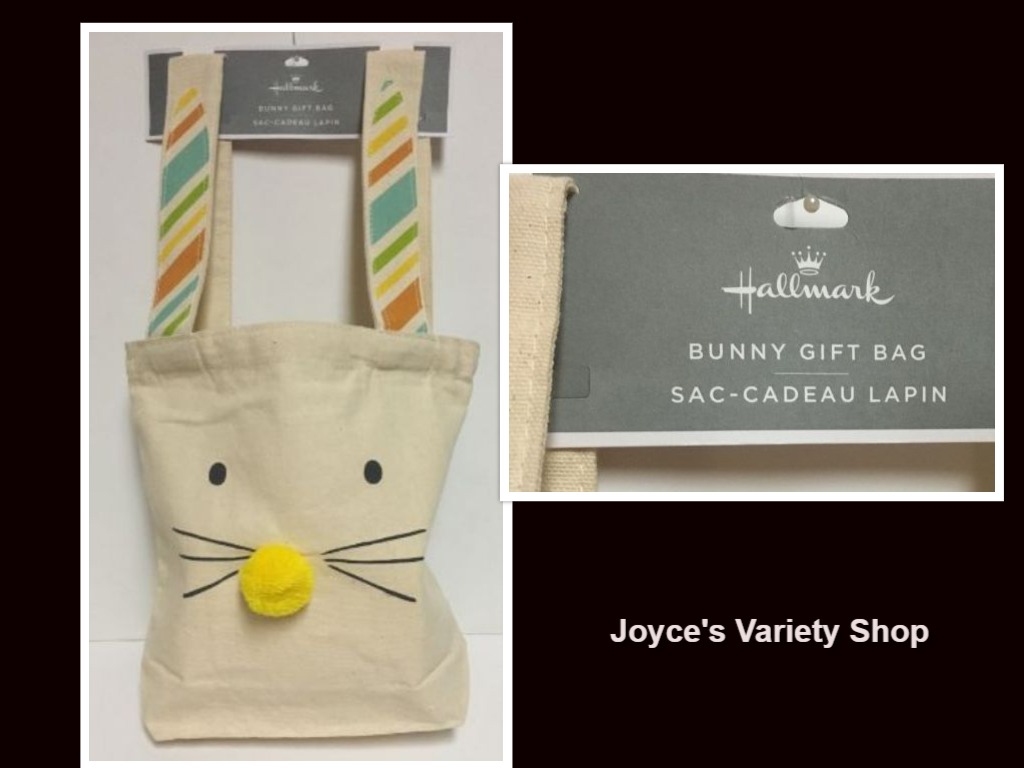 Hallmark Bunny Gift Bag Burlap 18" x 10" x 3" Bunny Face NWT