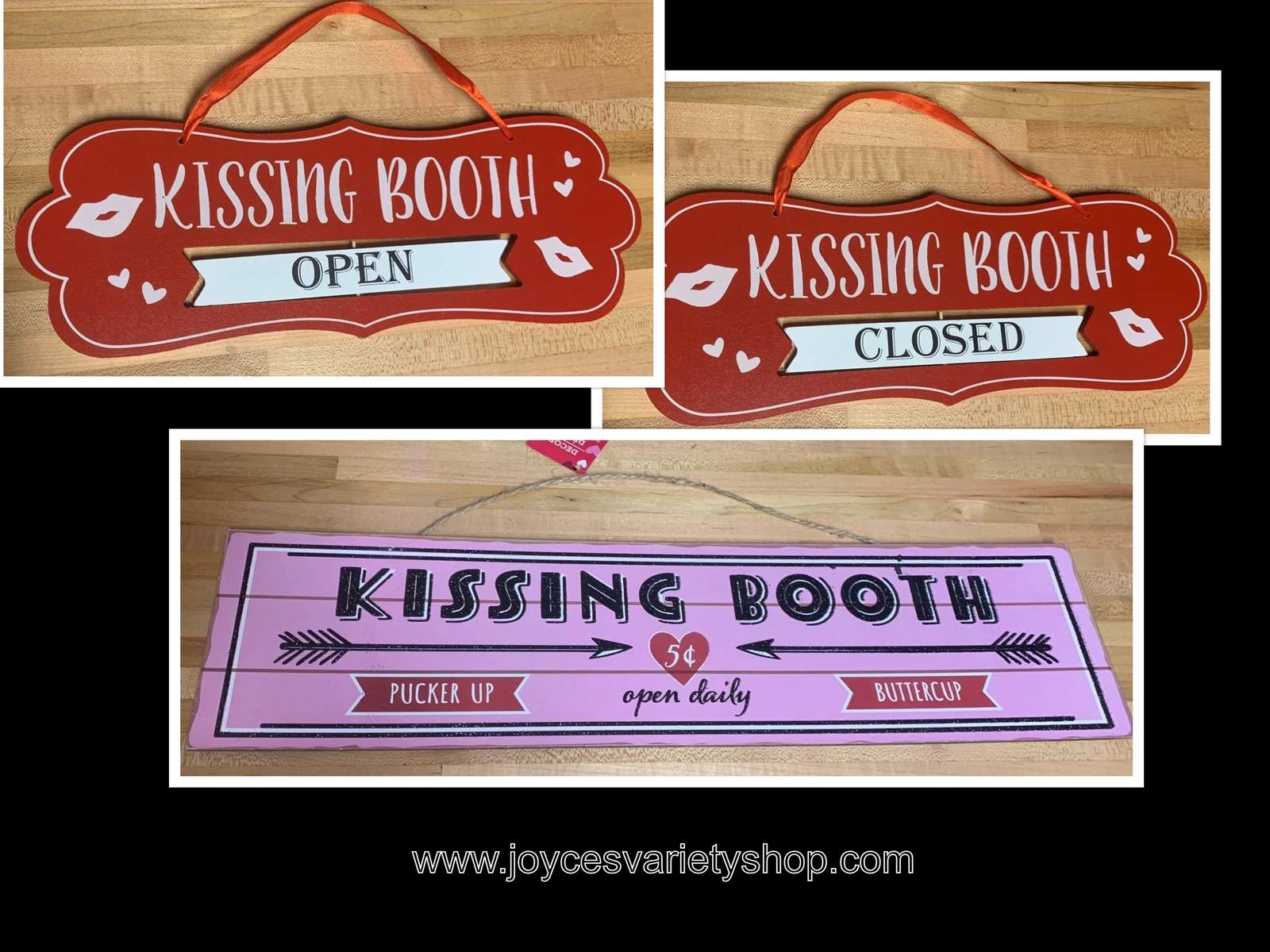 Kissing Booth Party Valentine Decor Wood Hanging Signs