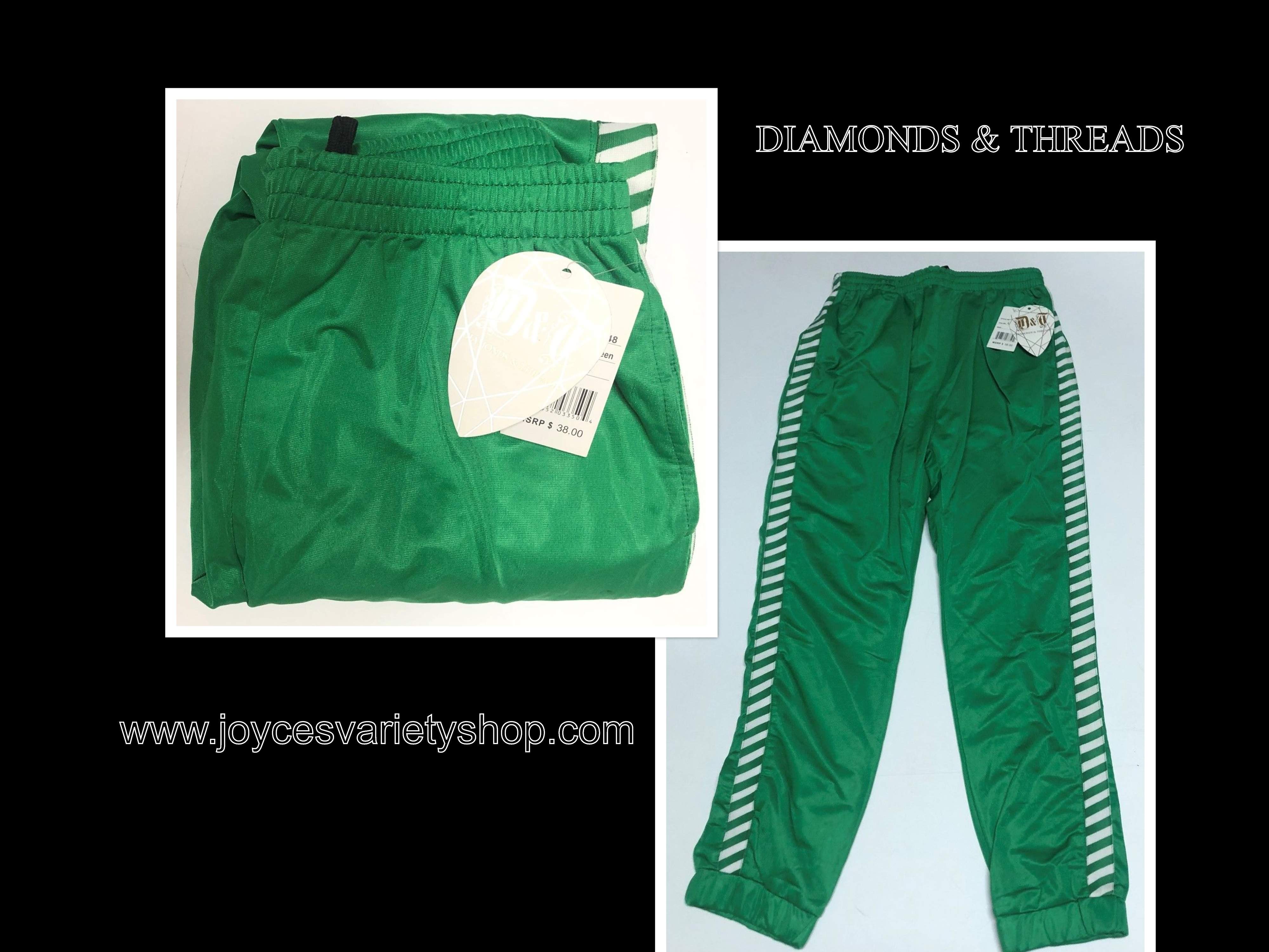 Diamonds & Threads Bright Green Girl's Activewear Pants Sz XL