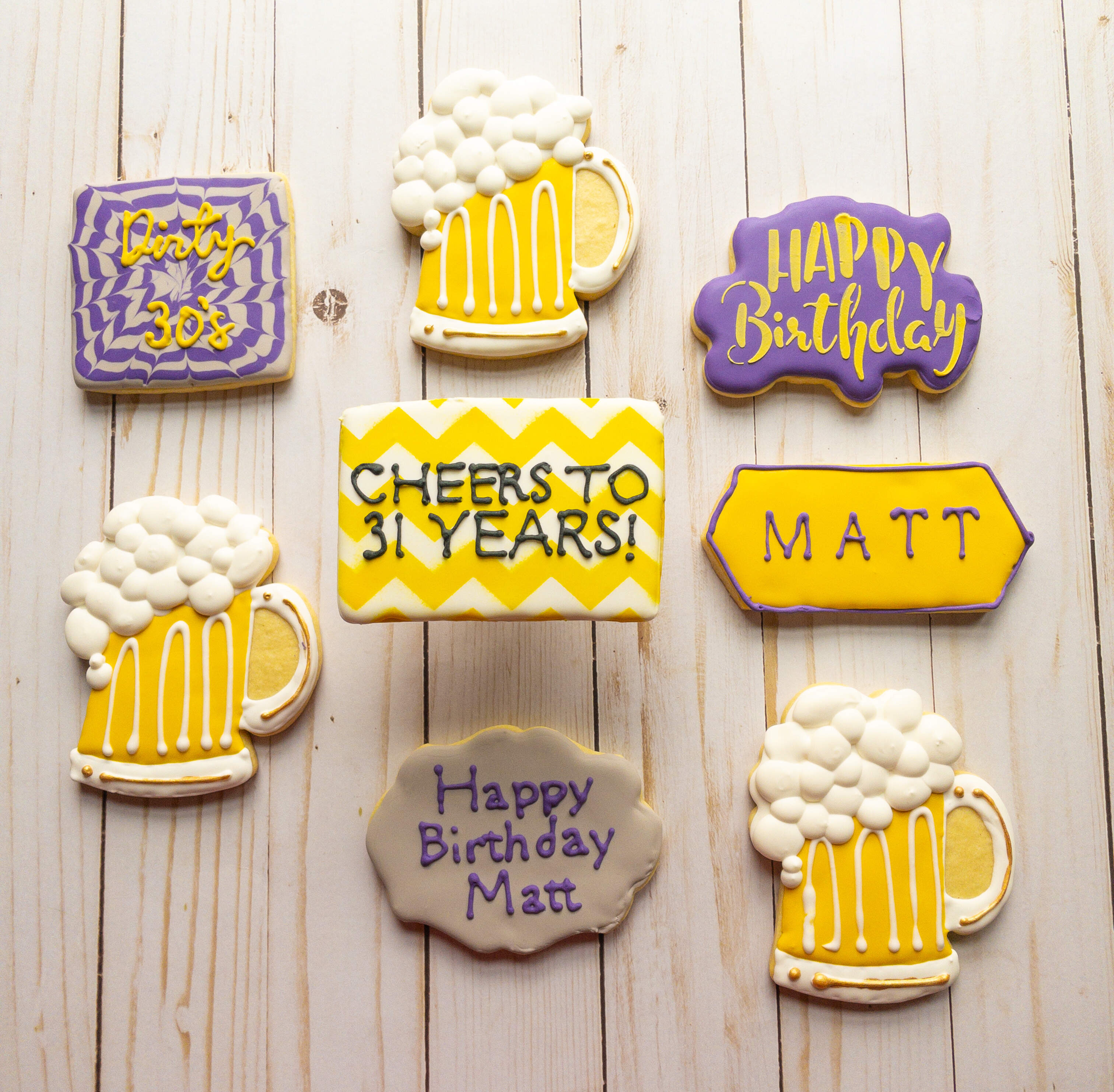 Beer themed decorated sugar cookies