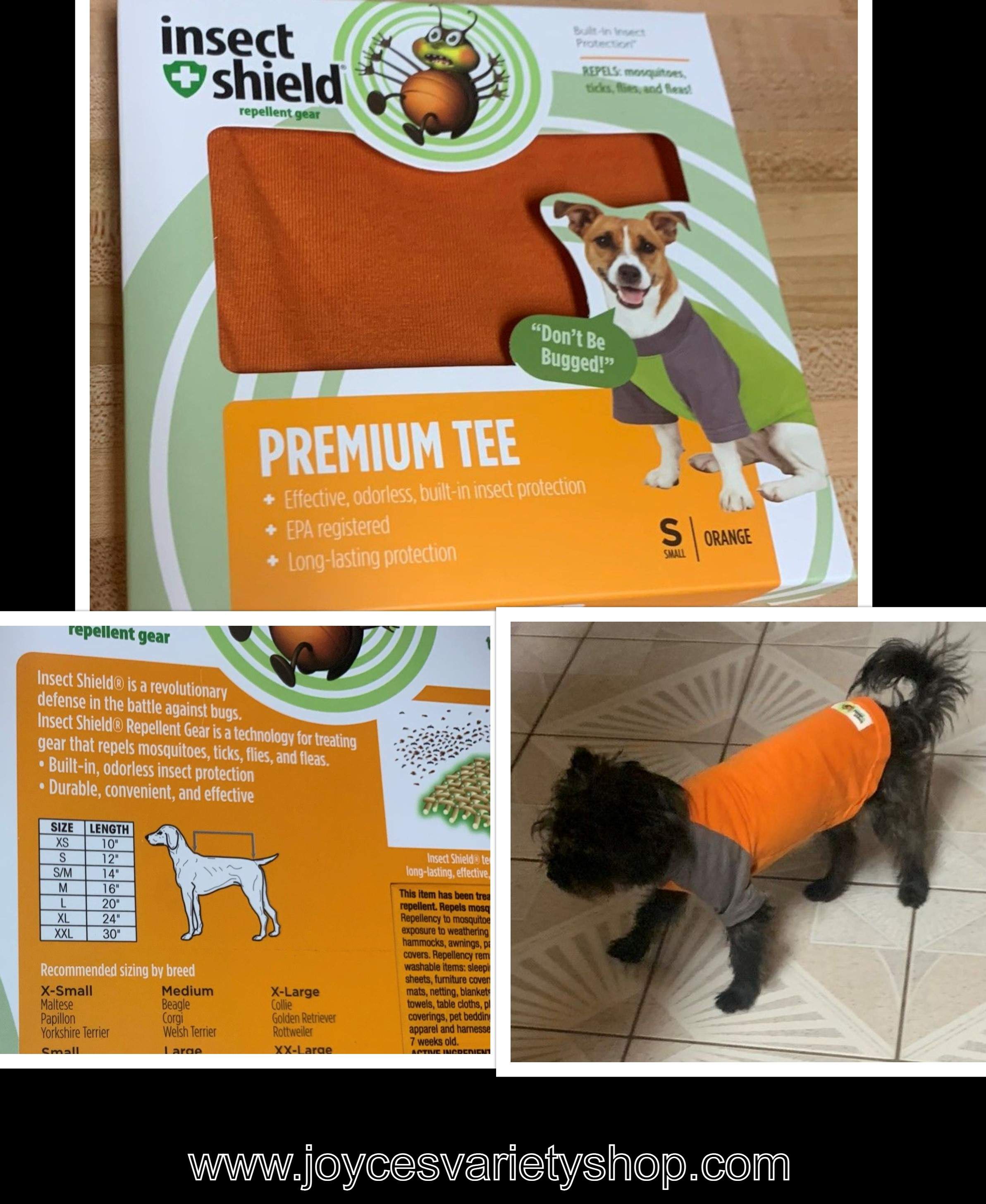 Insect Shield Dog Flea Mosquito Repellent Gear Premium T-Shirt Orange Many Sizes
