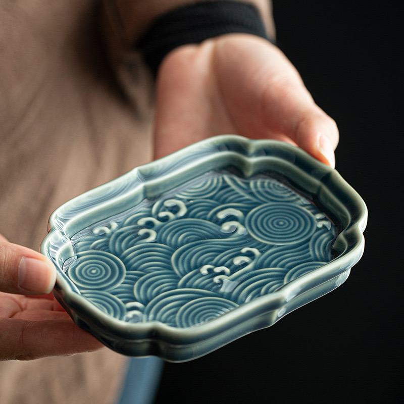 Assiette Porcelaine Vagues Bleu Ji Lan