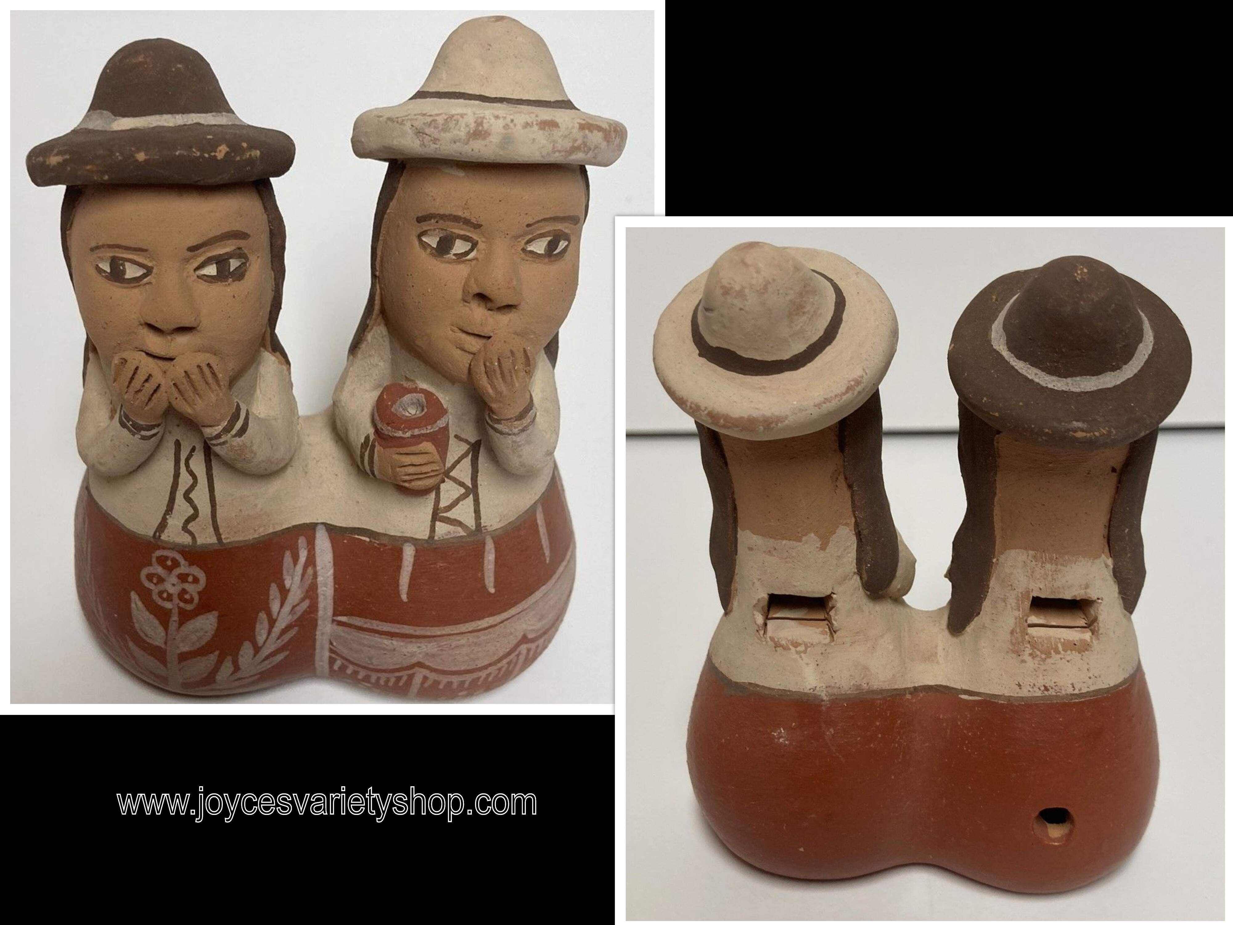 Peruvian Terracotta Clay Ocarina Whistle Handmade Painted Pottery