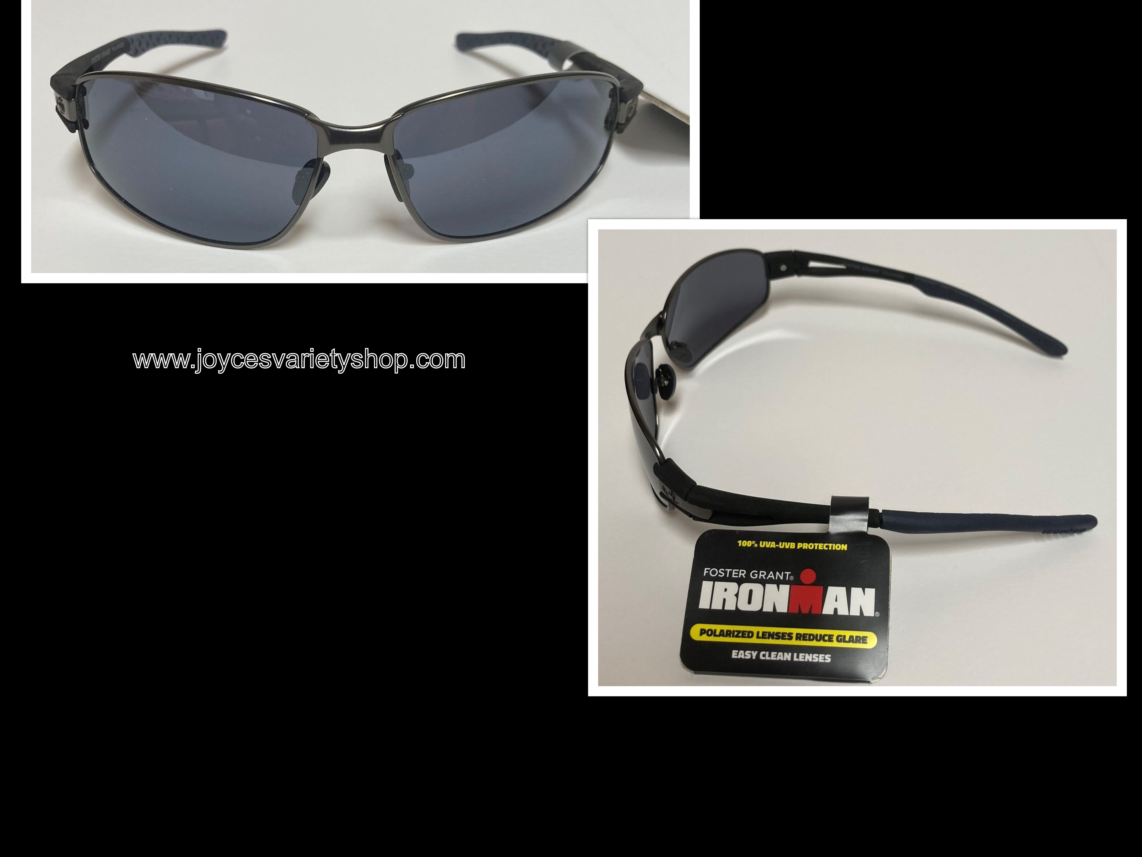 Foster Grant Polarized Ironman Sunglasses Black Metal 100% UVA UVB Protection