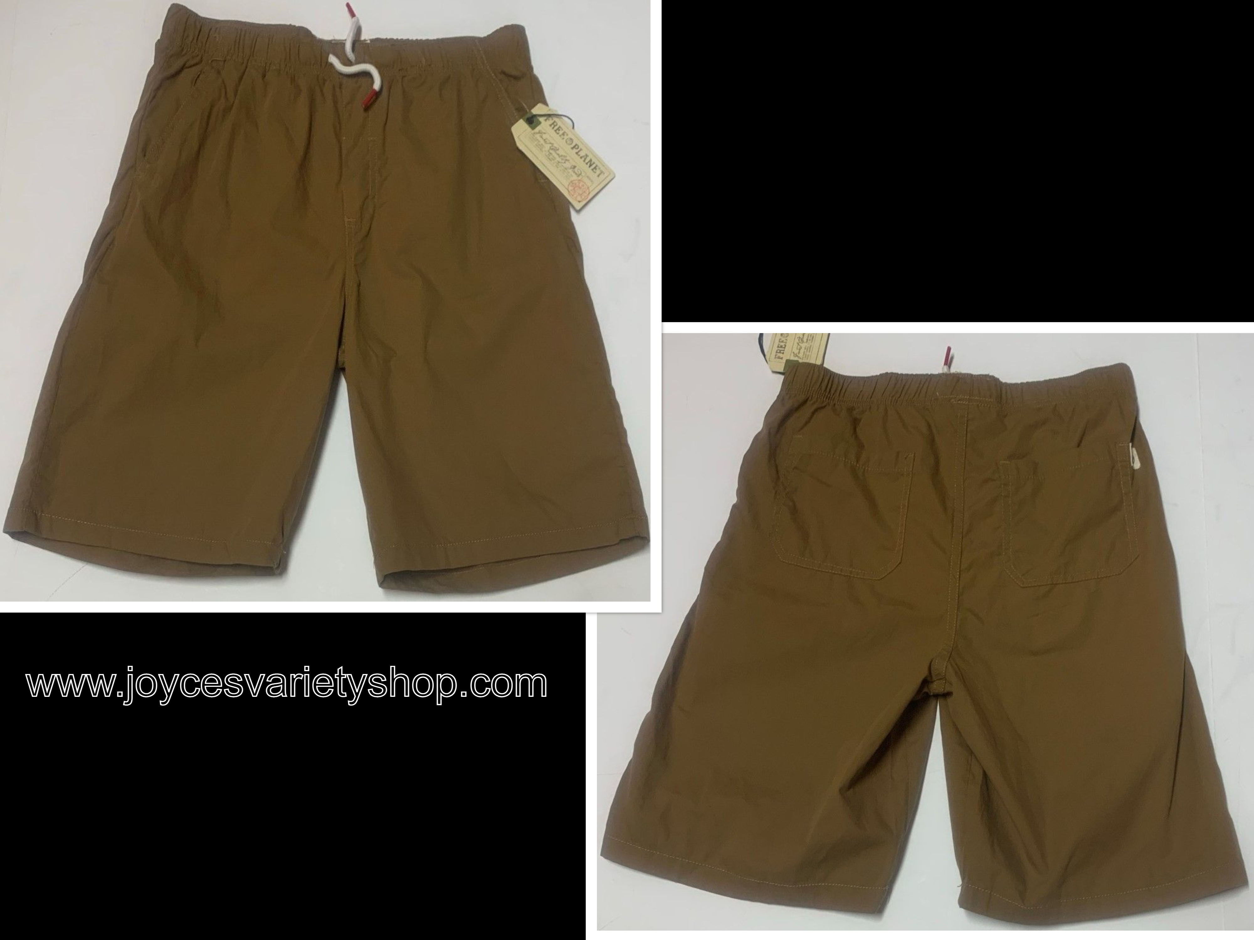 Boy's Casual Shorts Draw String Tobacco Brown Sz 12 Cotton Stretch Pockets