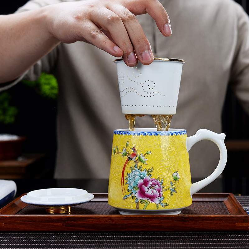 Mug en Porcelaine avec filtre - Jaune Impérial