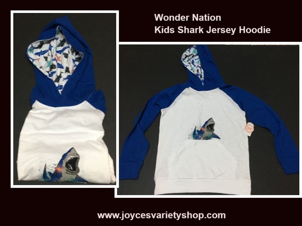 Wonder Nation Kid's Shark Jersey Hoodie Sz L (10-12)