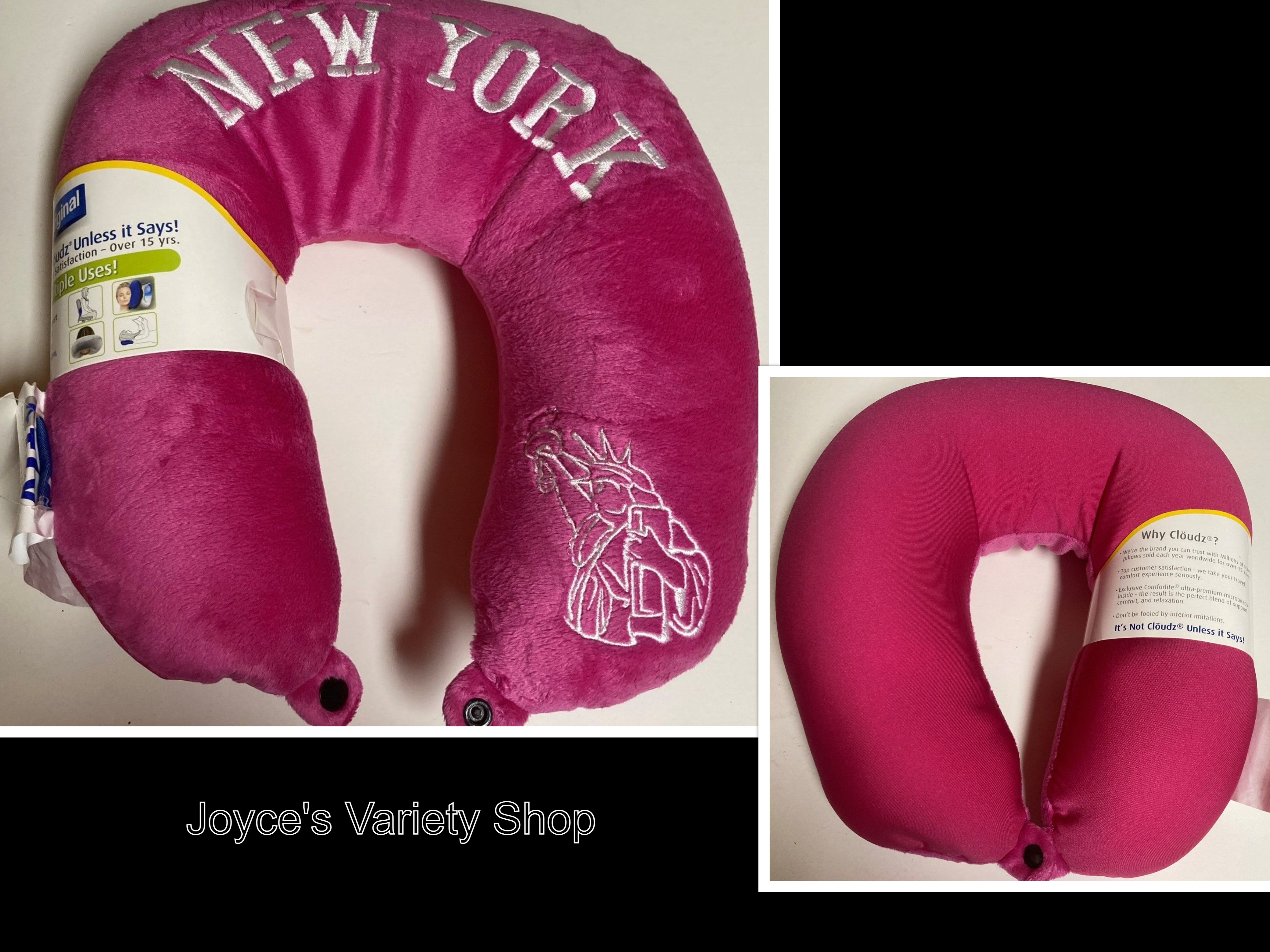 Neck Pillow New York Statue of Liberty Pink Adult Size Cool Spandex Microbeads