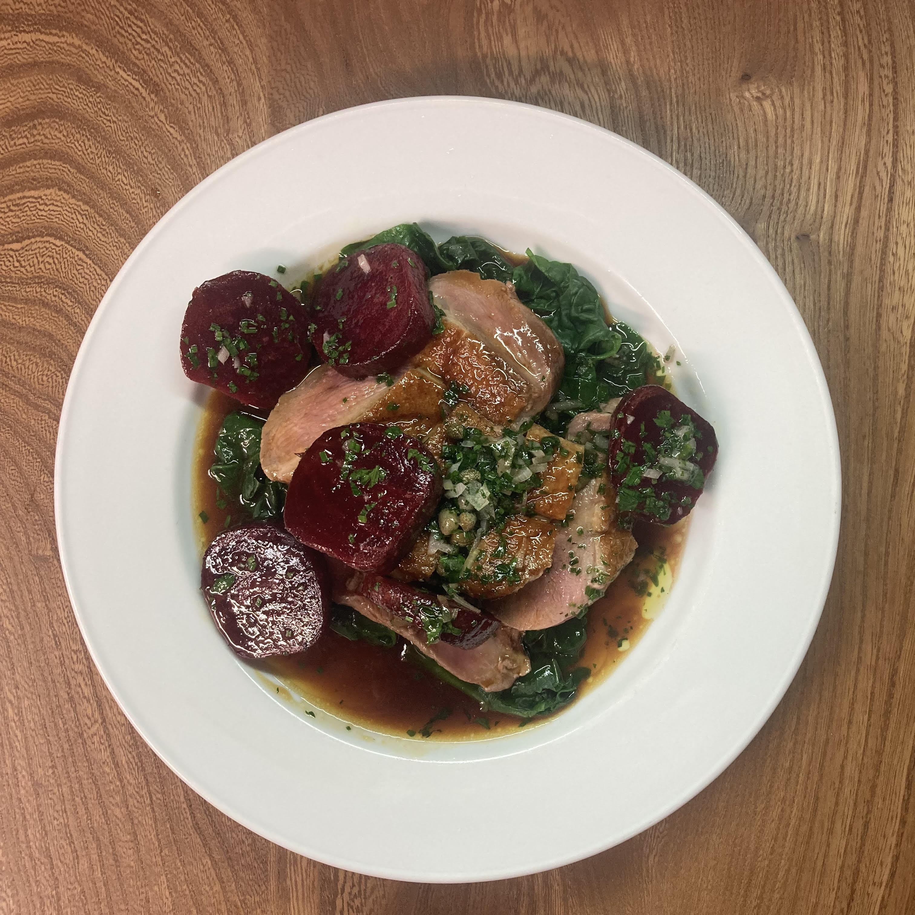 Duck breast with beetroot