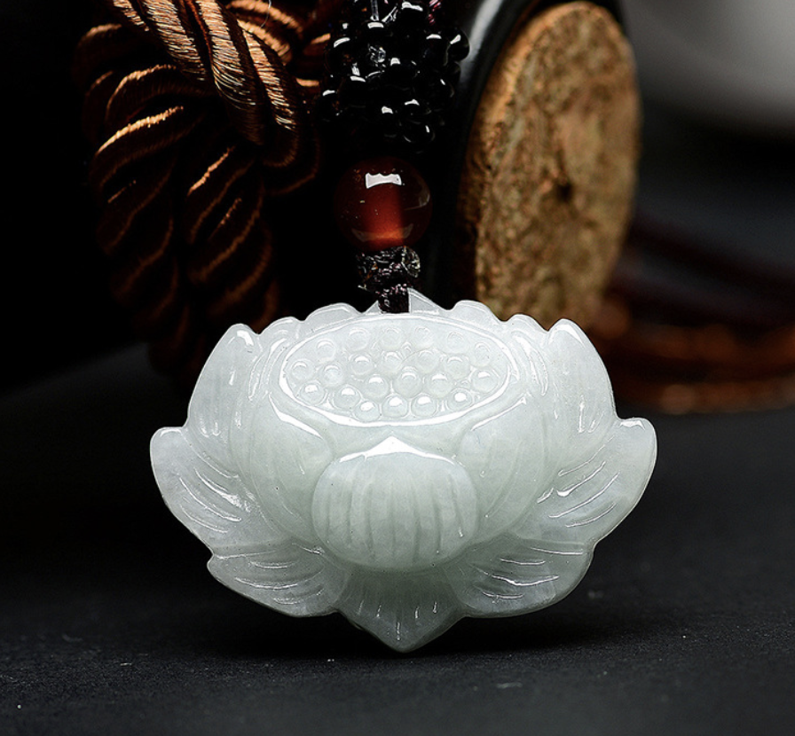 Pendentif Lotus Jade Vert