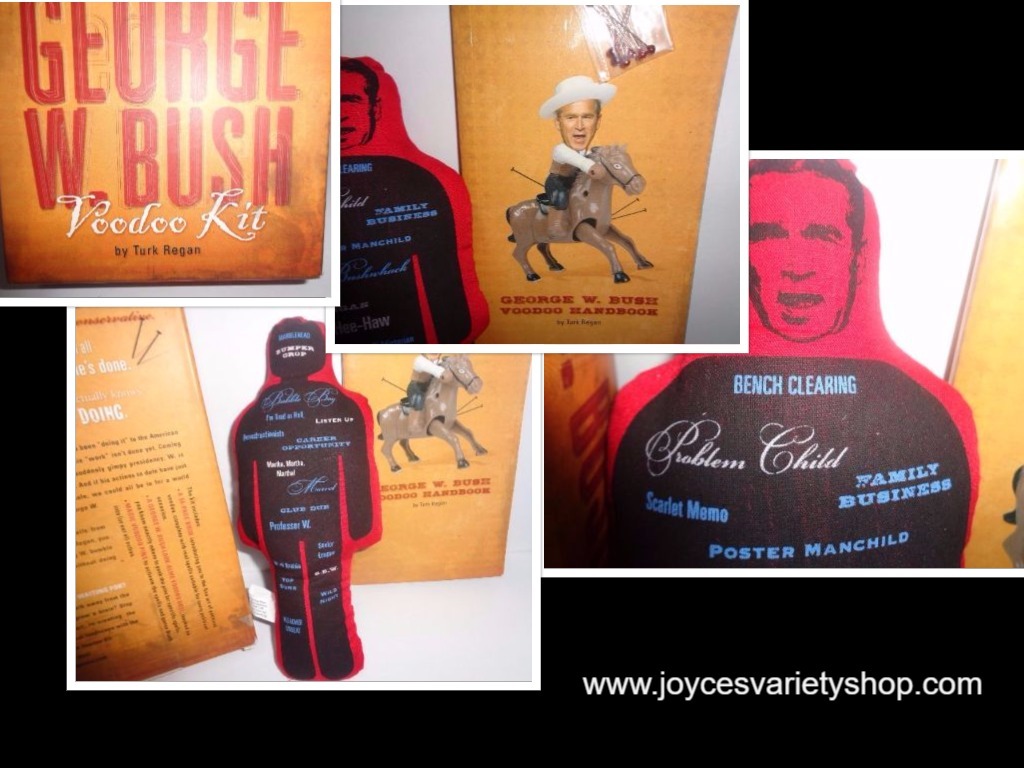 George W. Bush Collectible Voodoo Kit Complete Box, Doll, Book, Pins