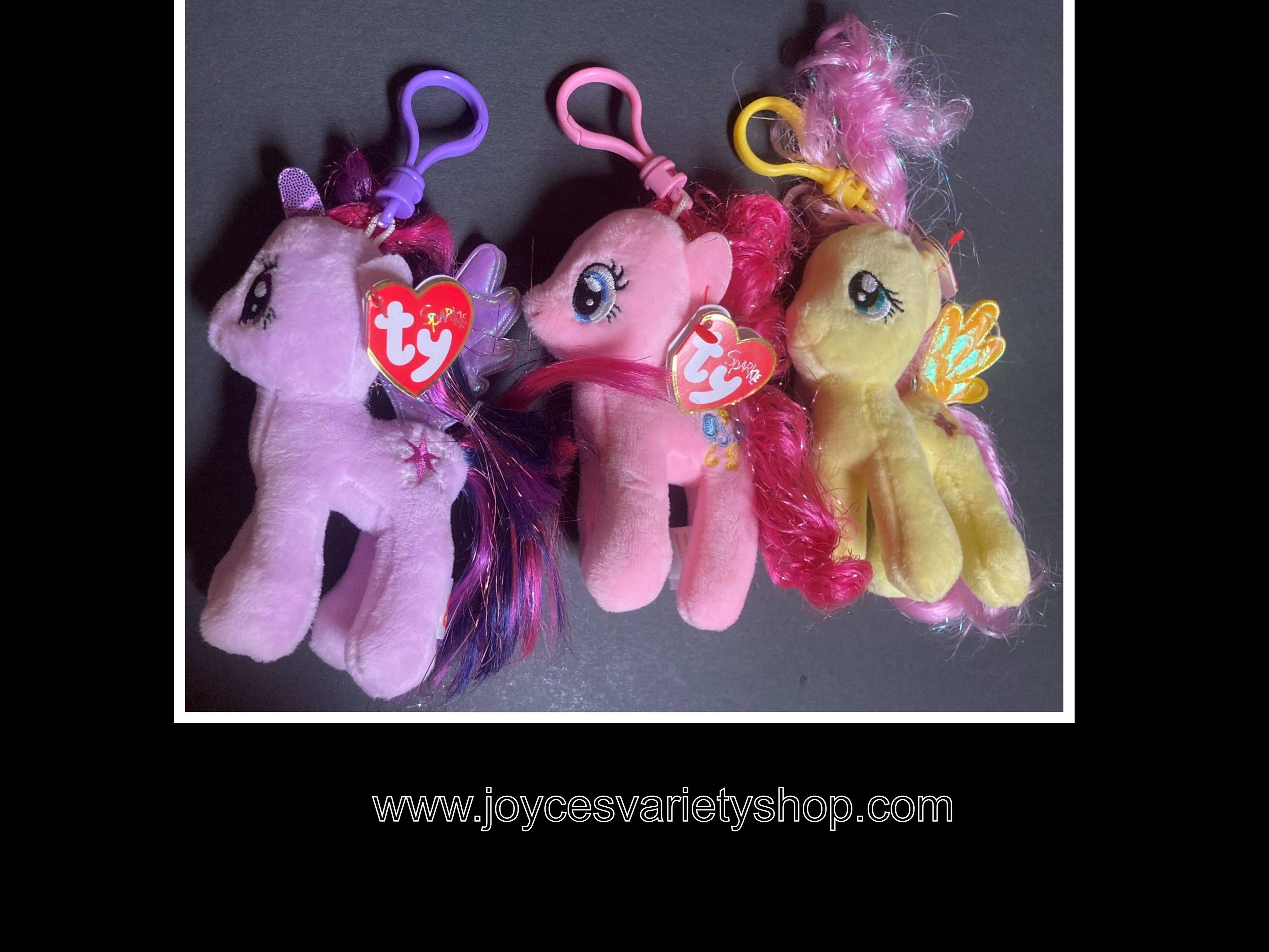 TY Sparkle My Little Pony NWT Set of 3 Stuffed Plush Ponies 4.5"H Free Shipping