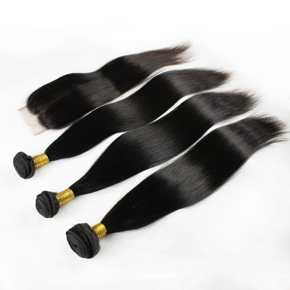 Straight Hair Bundle Deals with Closure