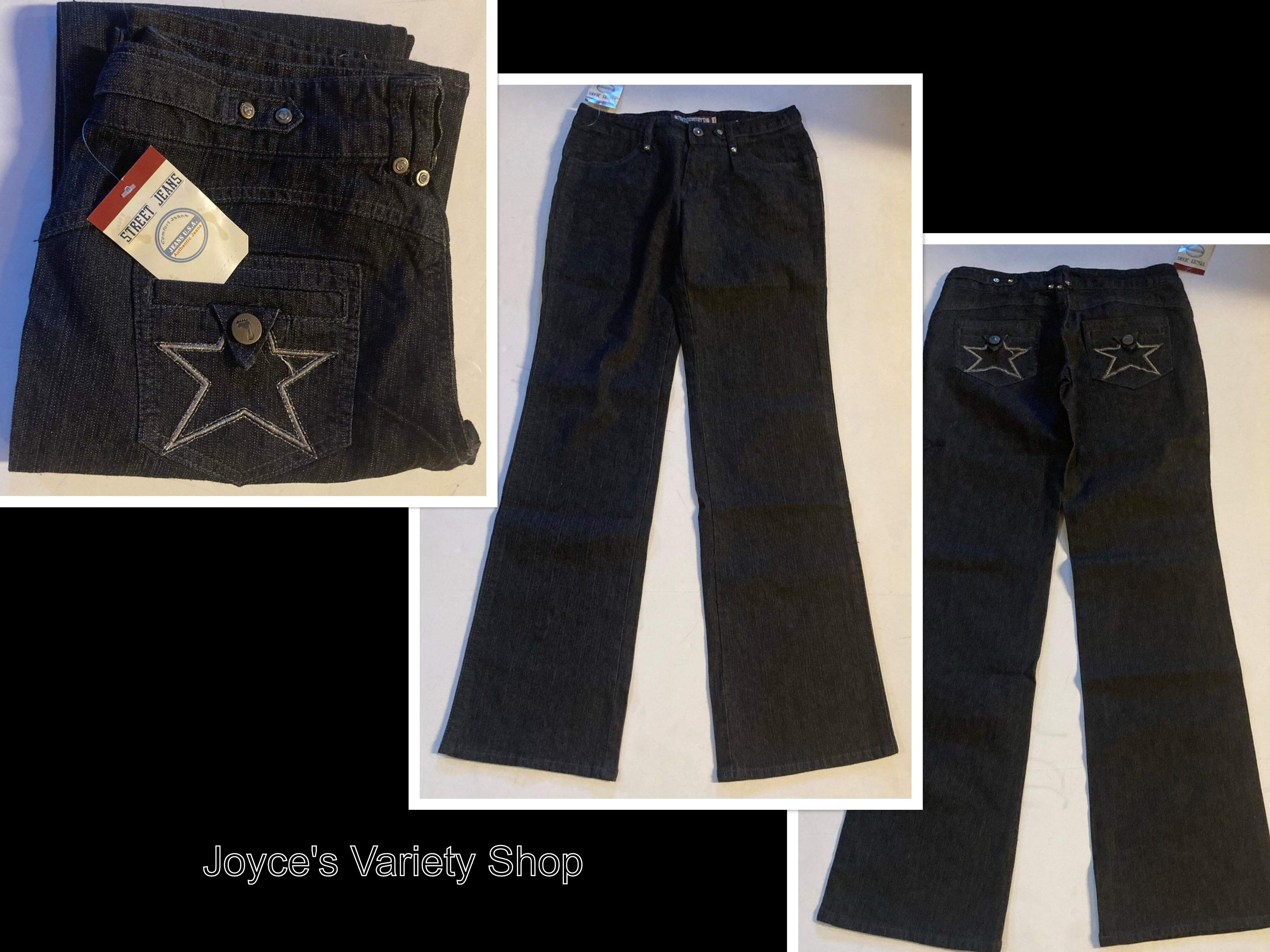 Street Jeans Black Women's Sz 7 Star Pockets Stretch