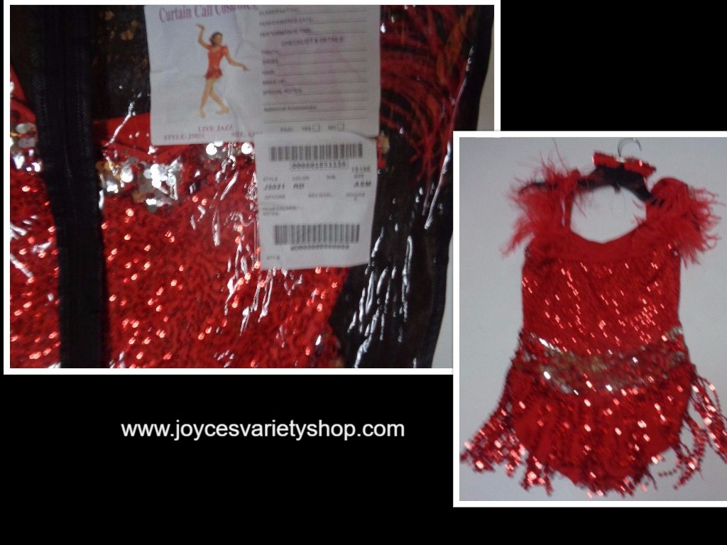 Curtain Call Costume Dancer Sequined Red Women Sz ASM (32-35 Bust)