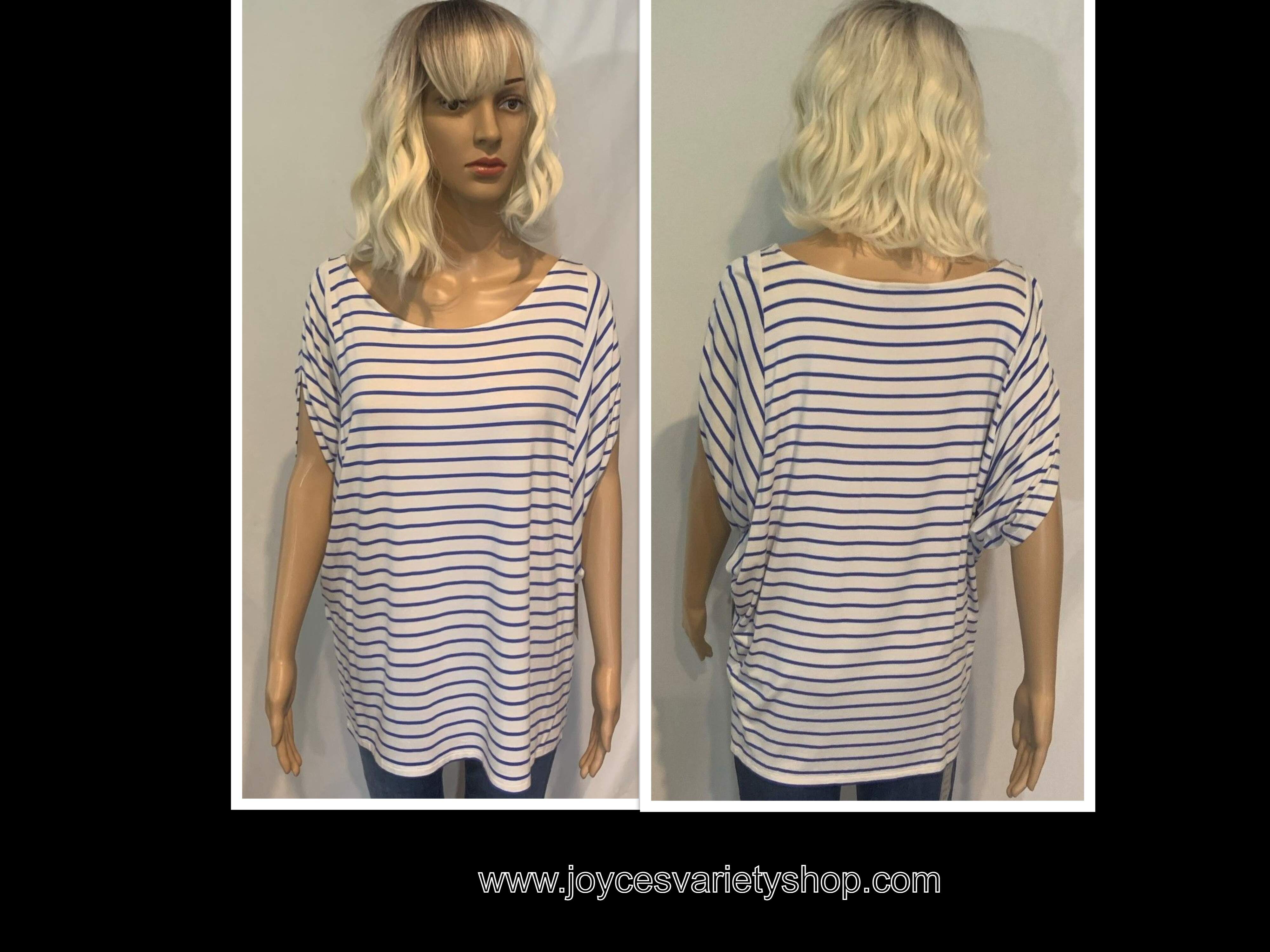 Dana Buchman Limited Quantity Blouse Top Shirt Striped Blue & White