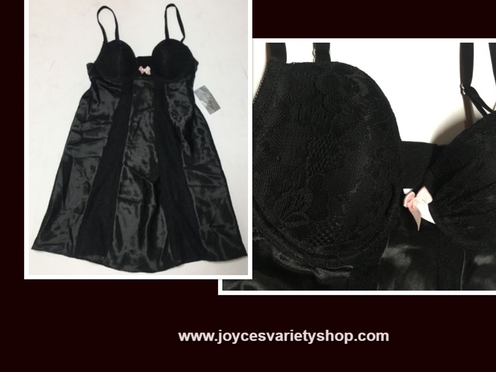Morgan Taylor Intimates Sz XS Black Lace Padded Bridal Slip Adj. Straps