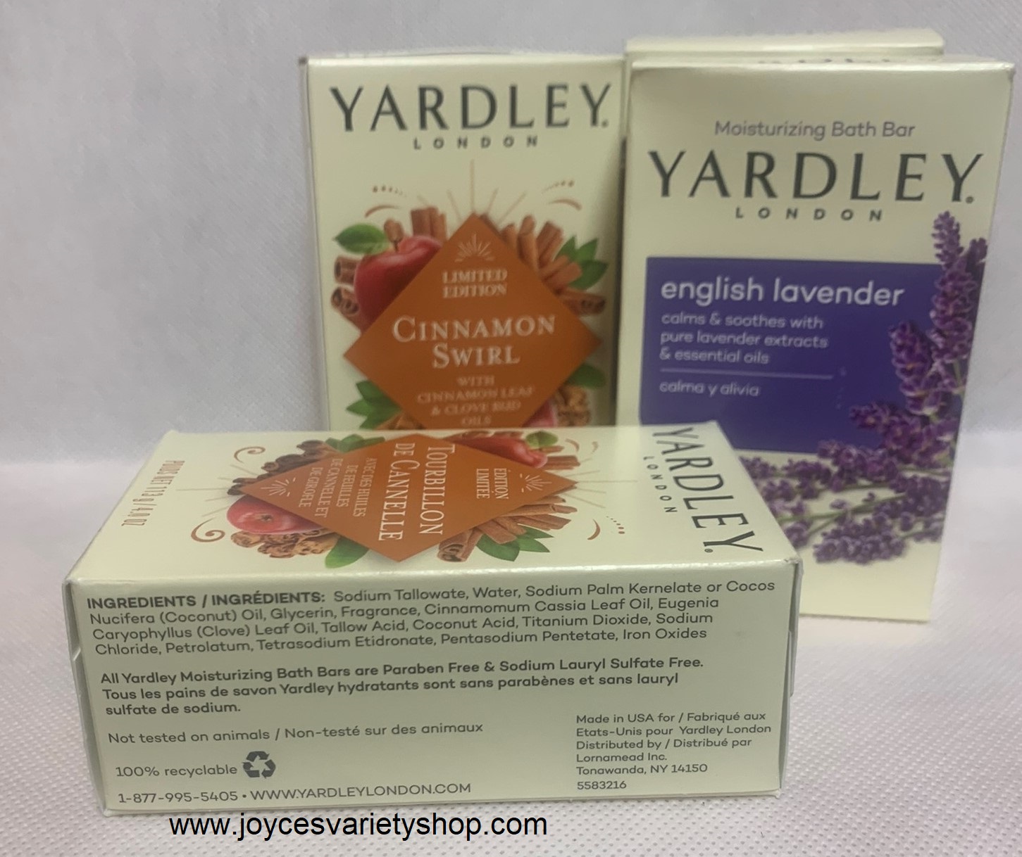 Yardley London Special Bar Soap Cinnamon Swirl or Lavender Set of 2 Made USA