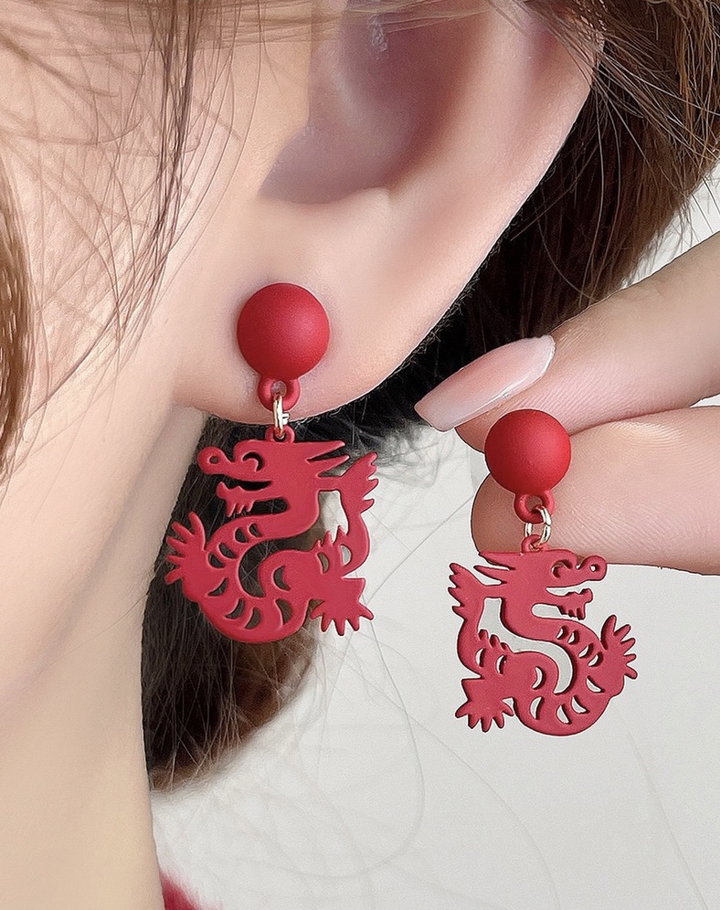 Boucle D'oreilles Dragon Rouge